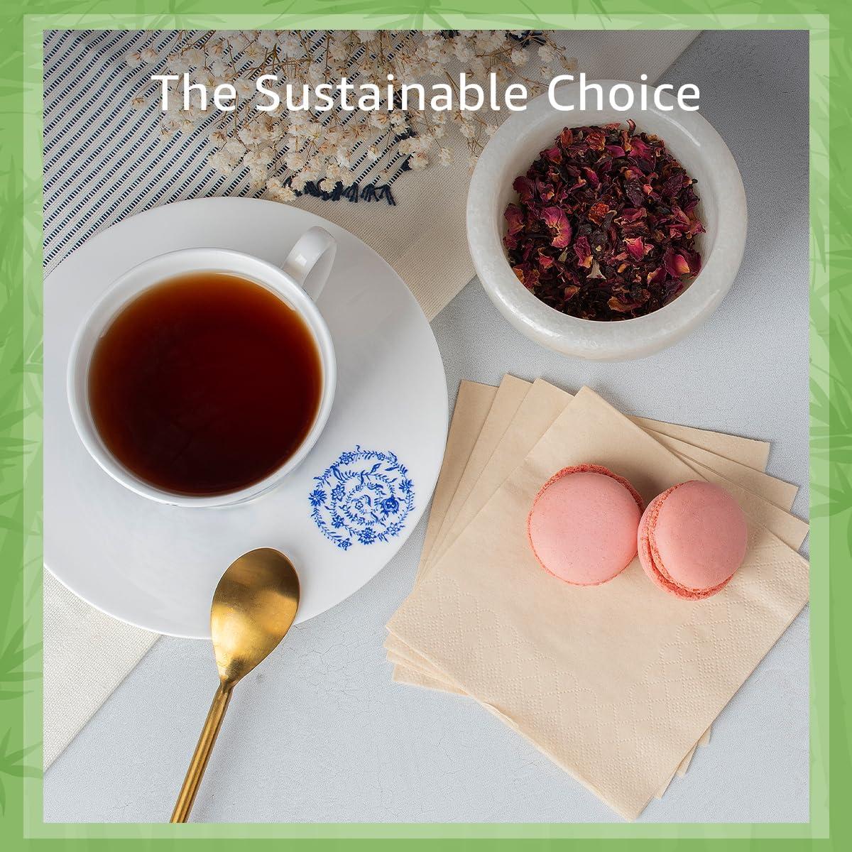 Ibambo Ibambo 6000 Pack 100% Bamboo Cocktail Napkins - 2-Ply FSC Certified Beverage Napkins | Bar Napkins for Home or Commercial Use - 4.5x4.5 Inch Folded Drink Napkins | Disposable Napkin for Serving Drinks