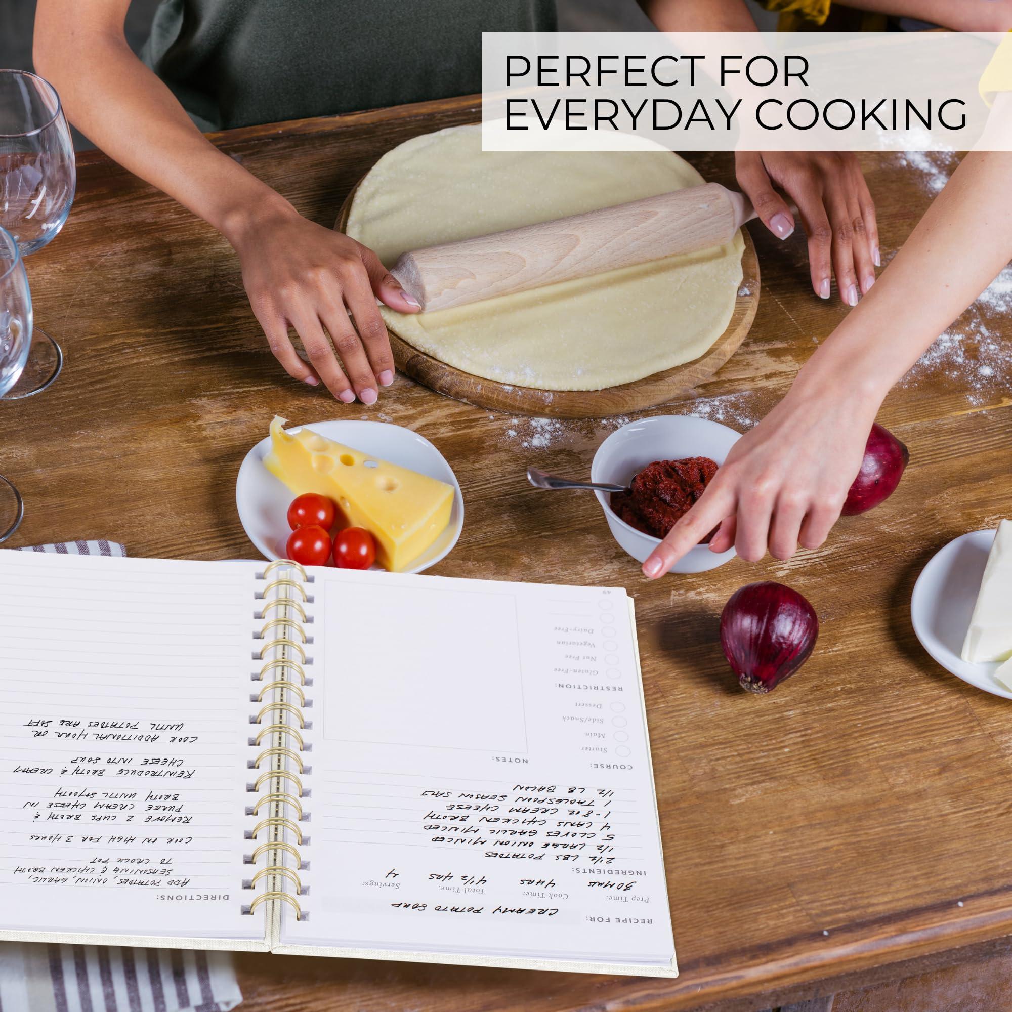 ZICOTO ZICOTO Aesthetic Blank Recipe Book with Linen Cover - The Perfect Recipe Notebook to Write in Your Own Recipes - Beautiful Blank Cookbook to Organize Your Recipes