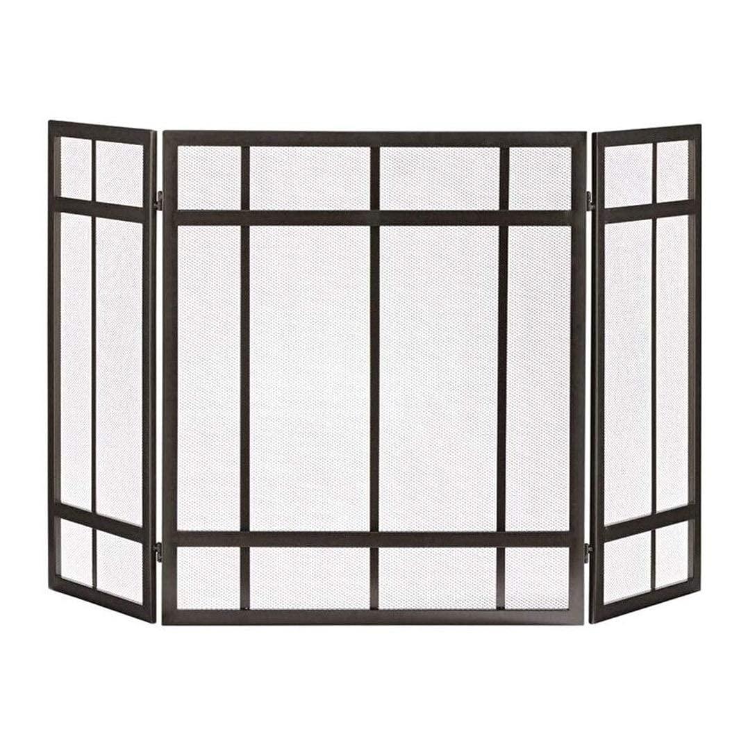 RsFiL Fireplaces Spark Protection?Fireplace Screen Modern Style 3-Panel, Black Steel Fire Guard with Mesh Cover, Baby Safety Proof Fence, Wide 51.6 Inch X Tall 31.5 Inch Feito na China