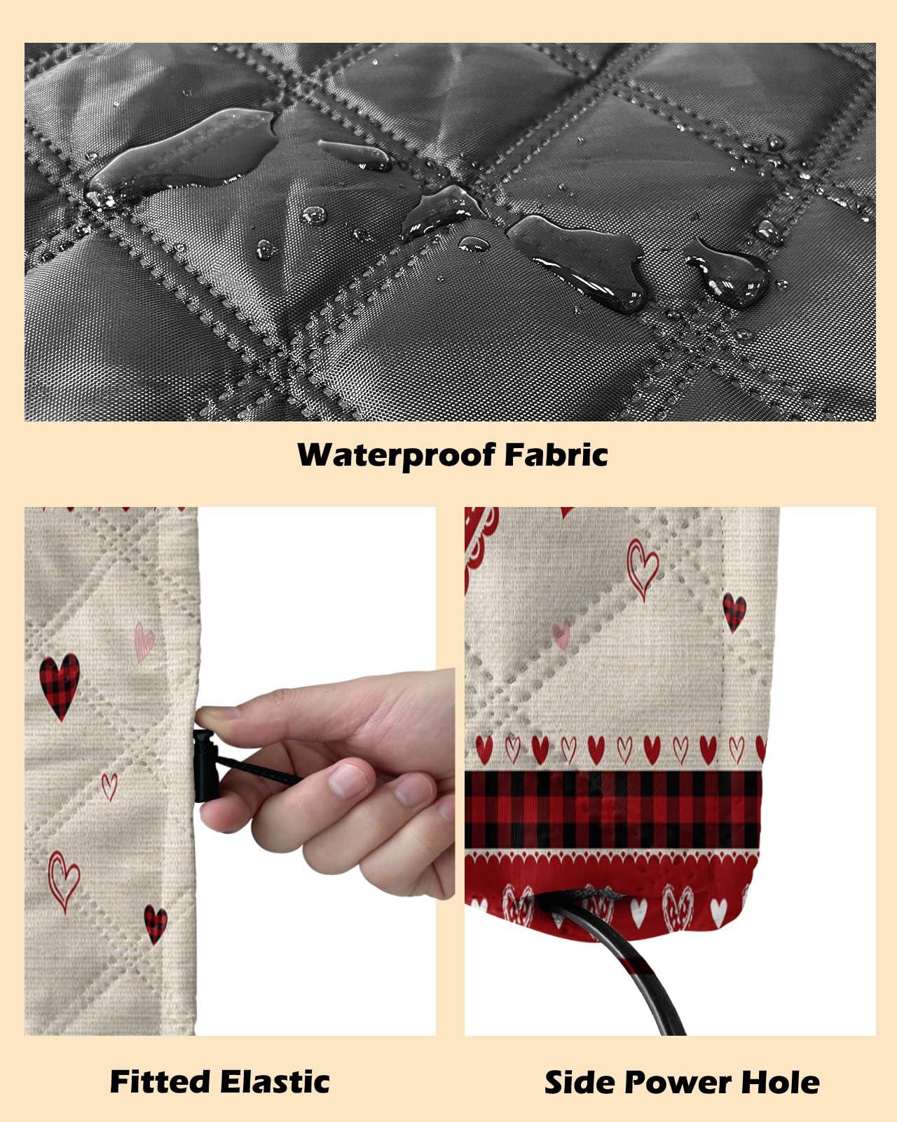 Yukro Indoor Air Conditioner Cover, Valentine's Day Love Heart Buffalo Plaid Linen Texture Dust-proof Window Air Conditioner Cover, Inside Window AC Unit Cover with Elastic Straps, 28L x 20H x 3.5D