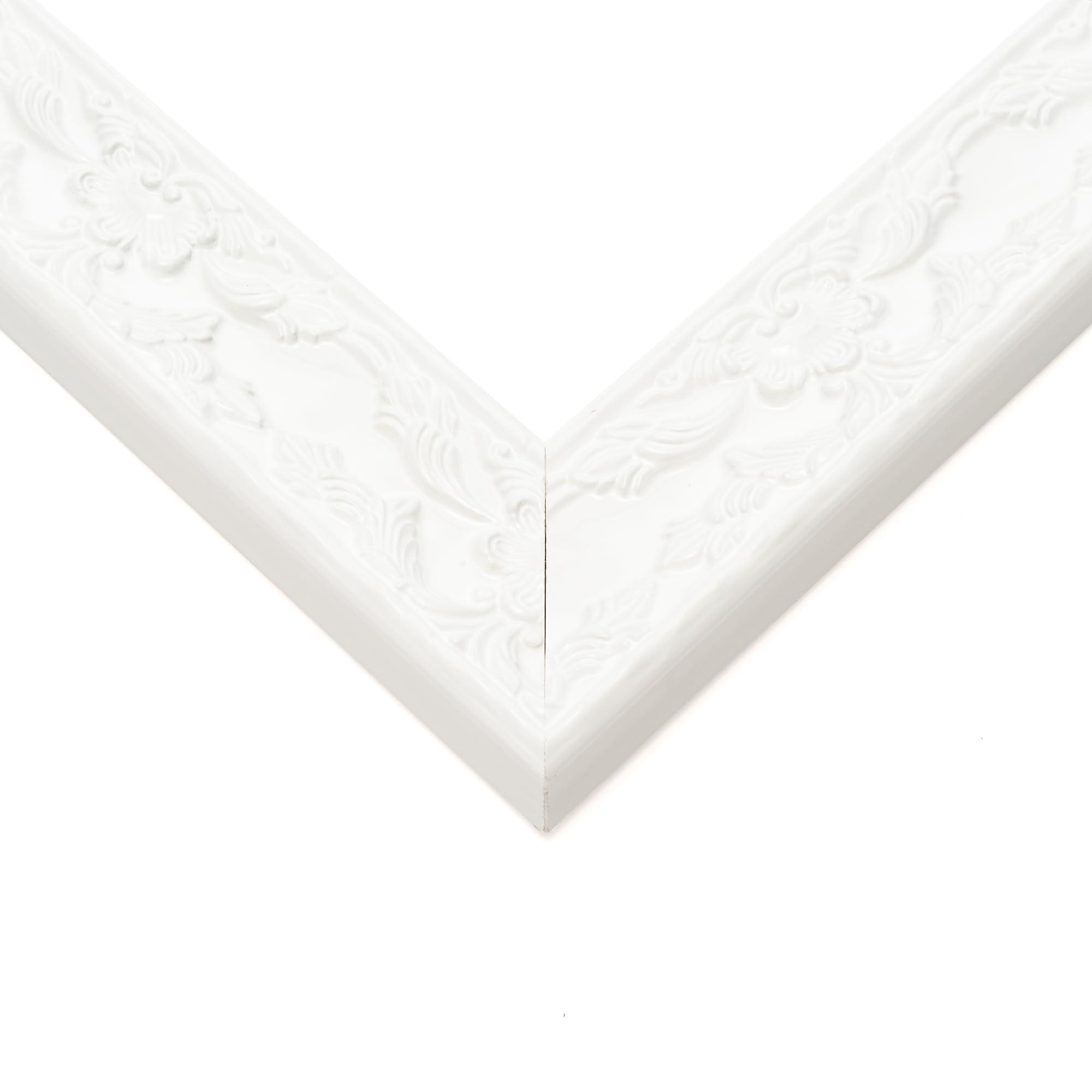 CustomPictureFrames.com 24x19 Frame White Solid Wood Picture Frame Width 1.75 Inches | Interior Depth 0.375 Inches | Guiliano White Traditional Photo Frame Complete with UV Acrylic, Foam Board Backing & Hanging Hardware