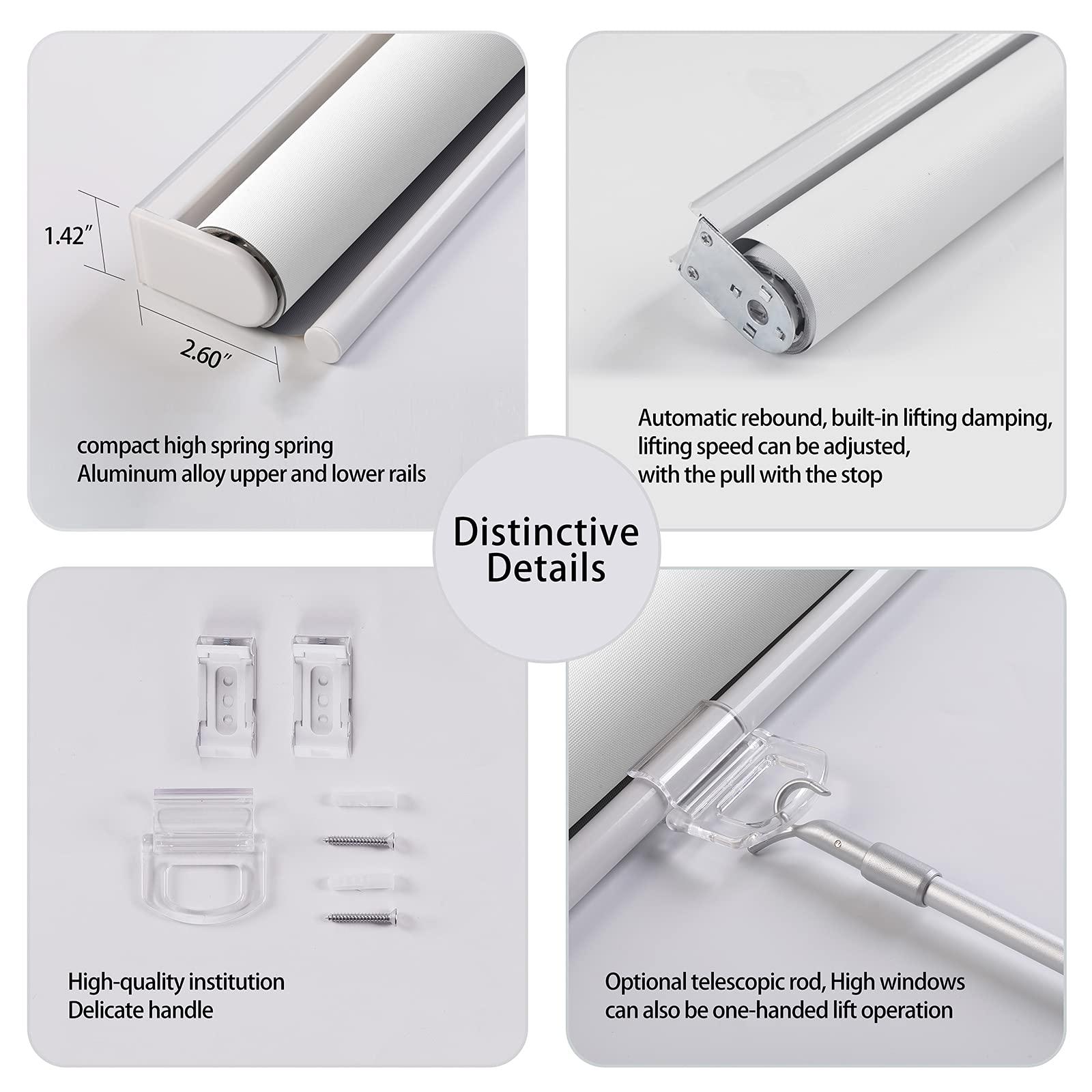 HOTSOON HOTSOON Commercial & Household White on The Back Cordless Roller Blinds Spring-Loaded Roller Blinds Custom Size.Sandy Beige,32" W x 56" H.