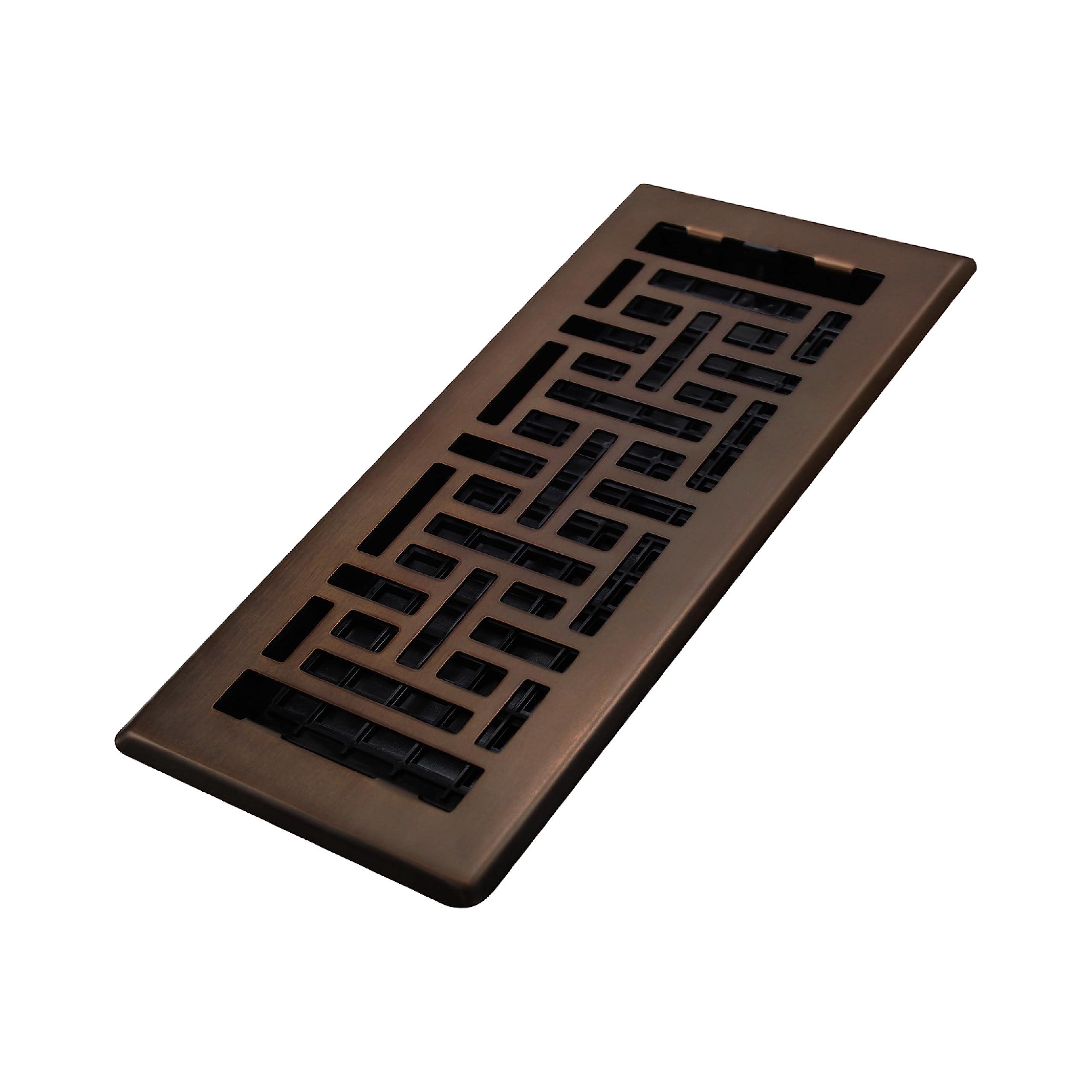 Decor Grates Decor Grates AJH410-RB Oriental Floor Register, 4x10 Inches, Rubbed Bronze Finish