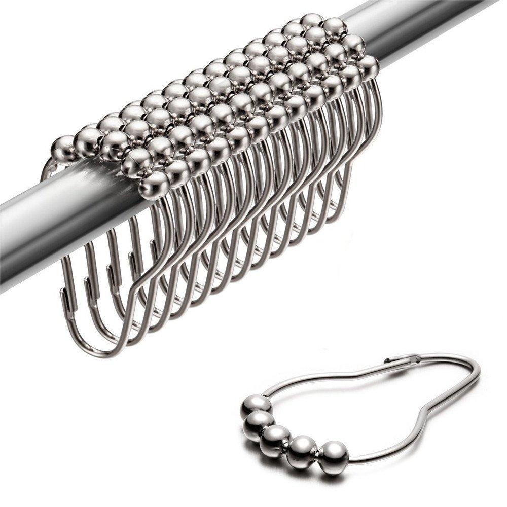 Uigos Uigos Shower Curtain Rings for Bathroom - Stainless Steel, Set of 12, Chrome