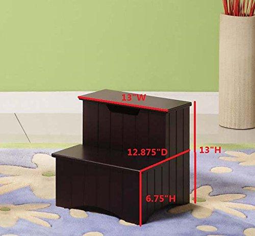 Kings Brand Furniture Kings Brand Dark Cherry Finish Wood Bedroom Step Stool With Storage
