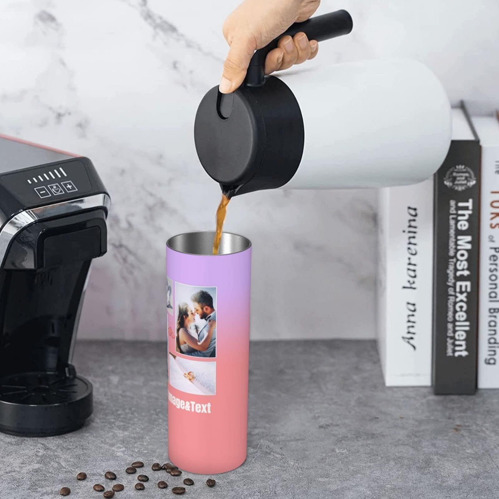 Generic Custom Personalized Skinny Tumbler with Photo Text Picture - 20oz Insulated Stainless Steel Coffee Cup Travel Mug - Birthday Christmas Cups Customized Gifts for Women Men