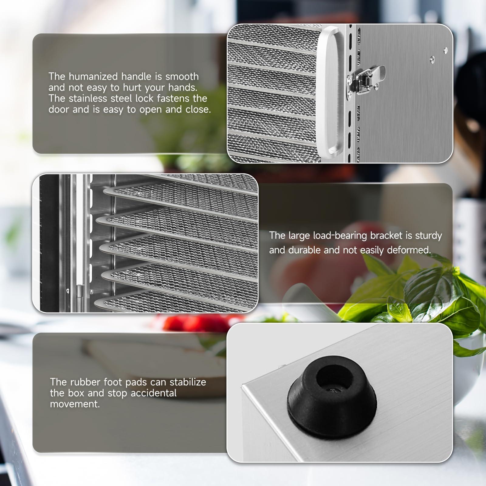 SUCISENI SUCISENI Commercial Food Dehydrator Machine 800W 18 Trays Stainless Steel Food Dehydrated Dryer with 24H Timer Touch-Control LED Display Over Heat Protection for Jerky Herbs Meat Beef Fruit Vegetables