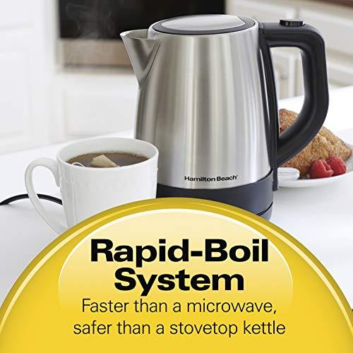 Hamilton Beach Hamilton Beach Electric Tea Kettle, Water Boiler & Heater, 1 L, Cordless, Auto-Shutoff & Boil-Dry Protection, Stainless Steel (40998)