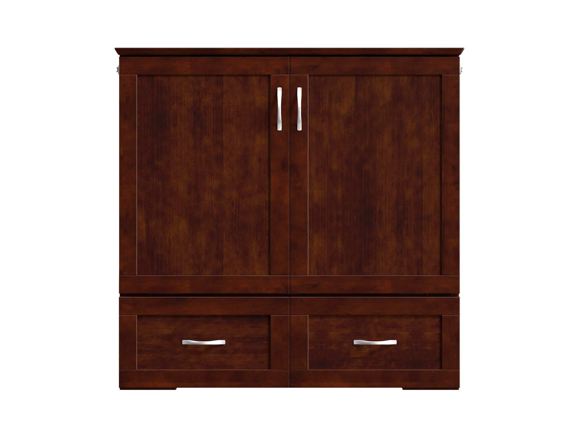 AFI AFI Hamilton Twin XL Murphy Bed Chest with Mattress, Storage, and Built-in Charger in Walnut