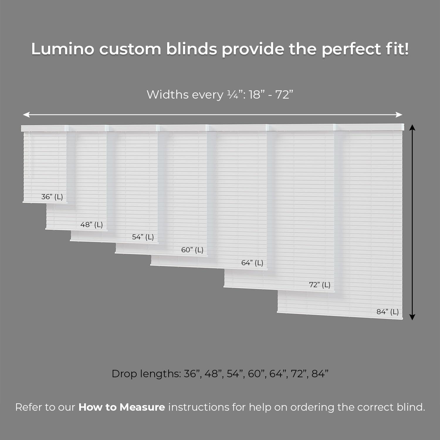 Lumino 2 Inch Cordless Faux Wood Blind with Contemporary Valance - 71.75" W x 48" L - White, Over 900 Custom Sizes Starting at 19.97, Smooth Room Darkening Slats for Interior Windows by Lumino