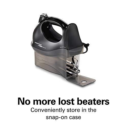Hamilton Beach Hamilton Beach Power Deluxe 6-Speed Electric Hand Mixer with Snap-On Storage Case, QuickBurst, Beaters, Whisk, Powerful 250 Watt Motor, Bowl Rest, Black (62692)