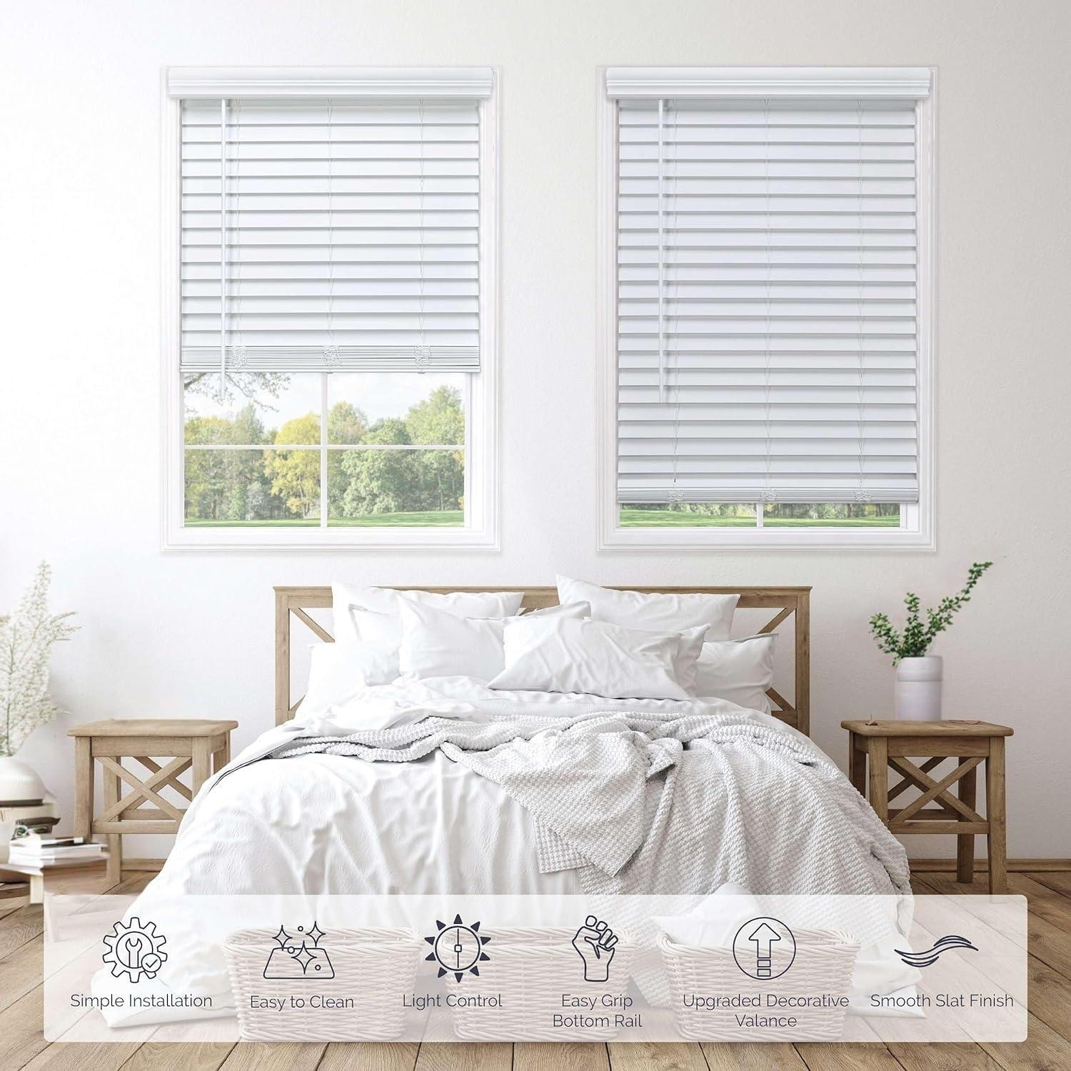 LOQPDNXN Blinds Custom Venetian Blinds for Windows Cordless Vinyl Blinds Horizontal Window Blinds Aluminum Blinds Blinds & Shades for Indoor & Ourdoor by White.25 1/2" W x 44" H