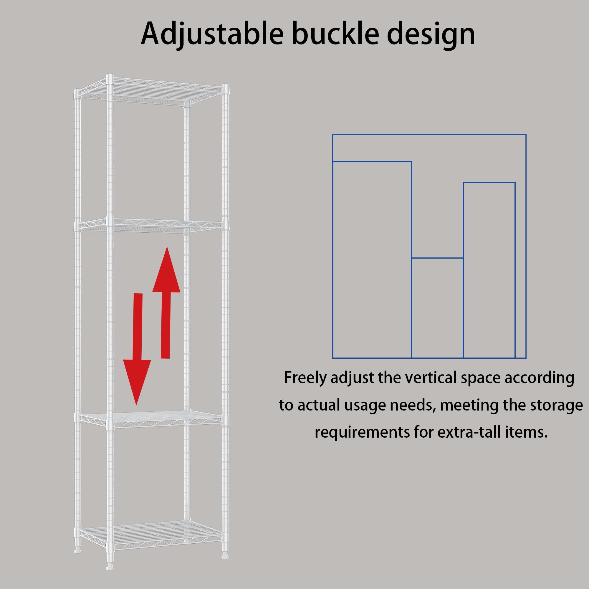 REGILLER REGILLER 6 Wire Shelving Steel Storage Rack Adjustable Unit Shelves for Laundry Bathroom Kitchen Pantry Closet (16.7L x 11.9W x 64H, White)