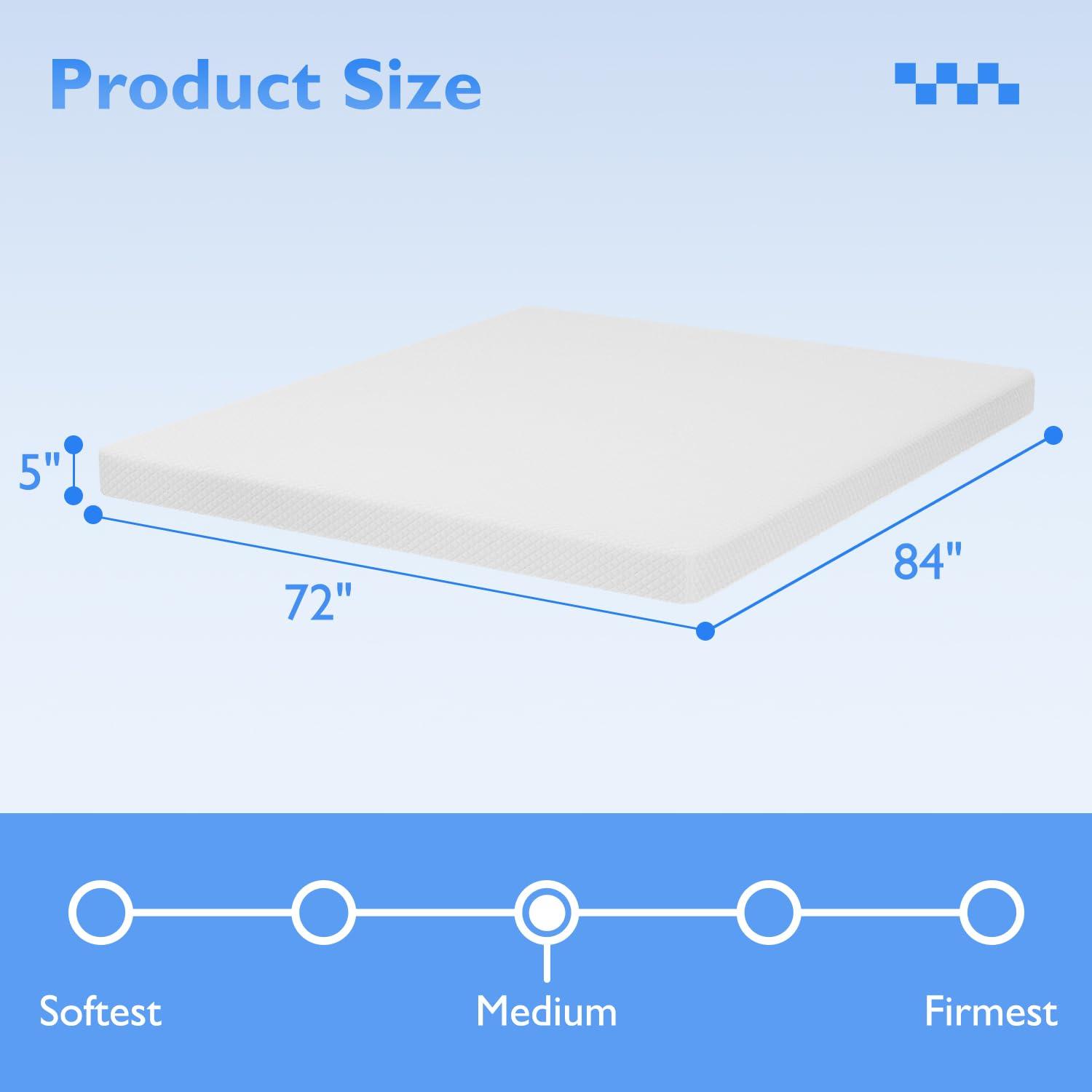 HWGEBY HWGEBY 5 Inch California King Mattress in a Box,Gel Memory Foam Mattress with High Density Density Base Support Foam,Medium Firm Mattress for Sleep and Pressure Relief,CertiPUR-US Certified