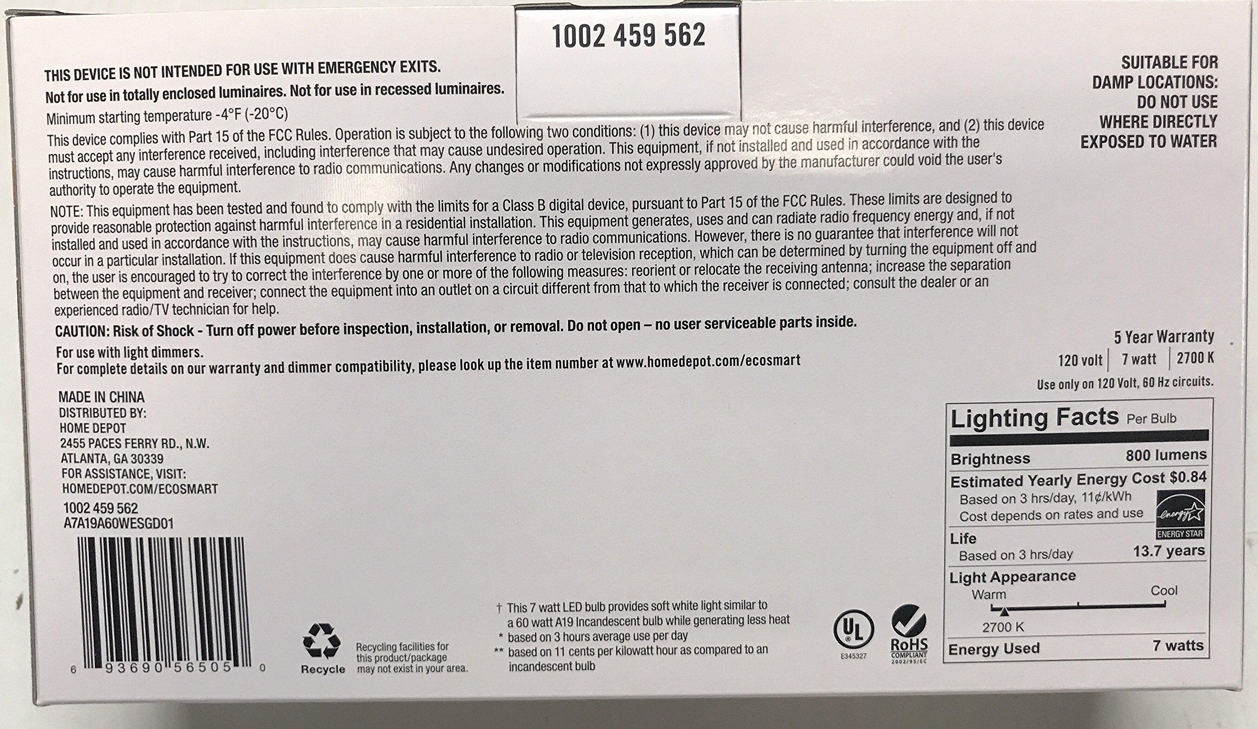 EcoSmart Ecosmart 60W LED Soft White Vintage A19 (60)