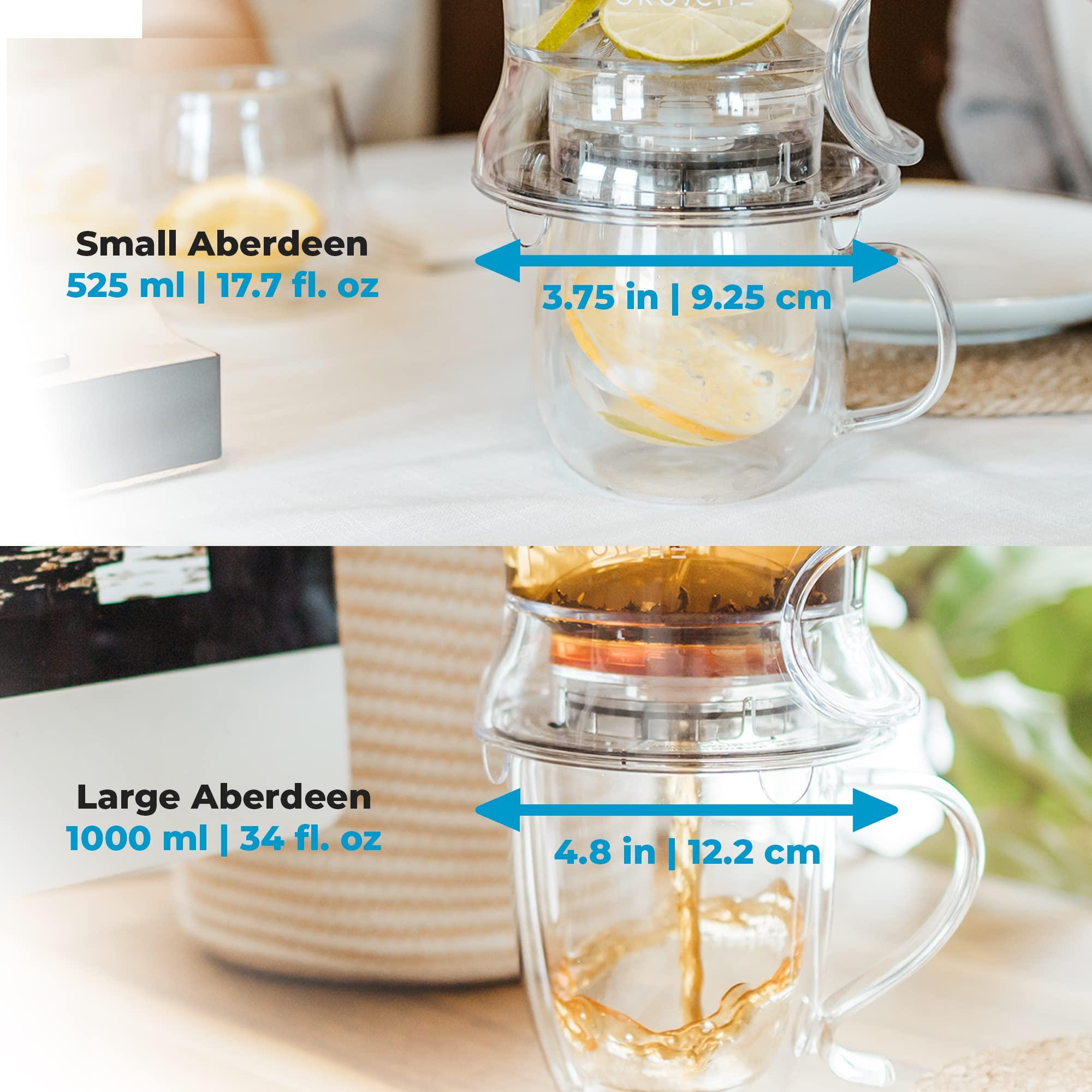 GROSCHE GROSCHE Aberdeen Tea Infuser Teapot & Smart Tea Maker - BPA-Free, Drip-Free Design | Coaster | Easy Brew | Easy Clean Steeper (17.7 oz - 525 ml)