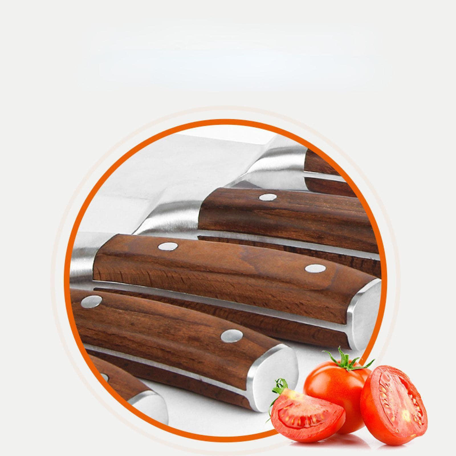 oexer Kitchen Stainless Steel Knife Set Wood Handle Household Kitchen Knife Chef Knife Gift Set Knife Solid Wood Knife Holder