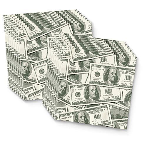 Birthday Galore Money $100 Dollar Bills Birthday Party Supplies Set Plates Napkins Cups Tableware Kit for 16