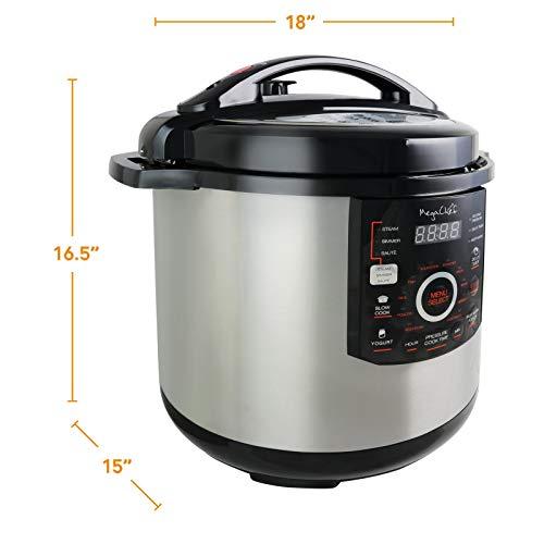 Megachef MegaChef 12 Quart Digital Pressure Cooker with 15 Preset Options and Glass Lid, Silver
