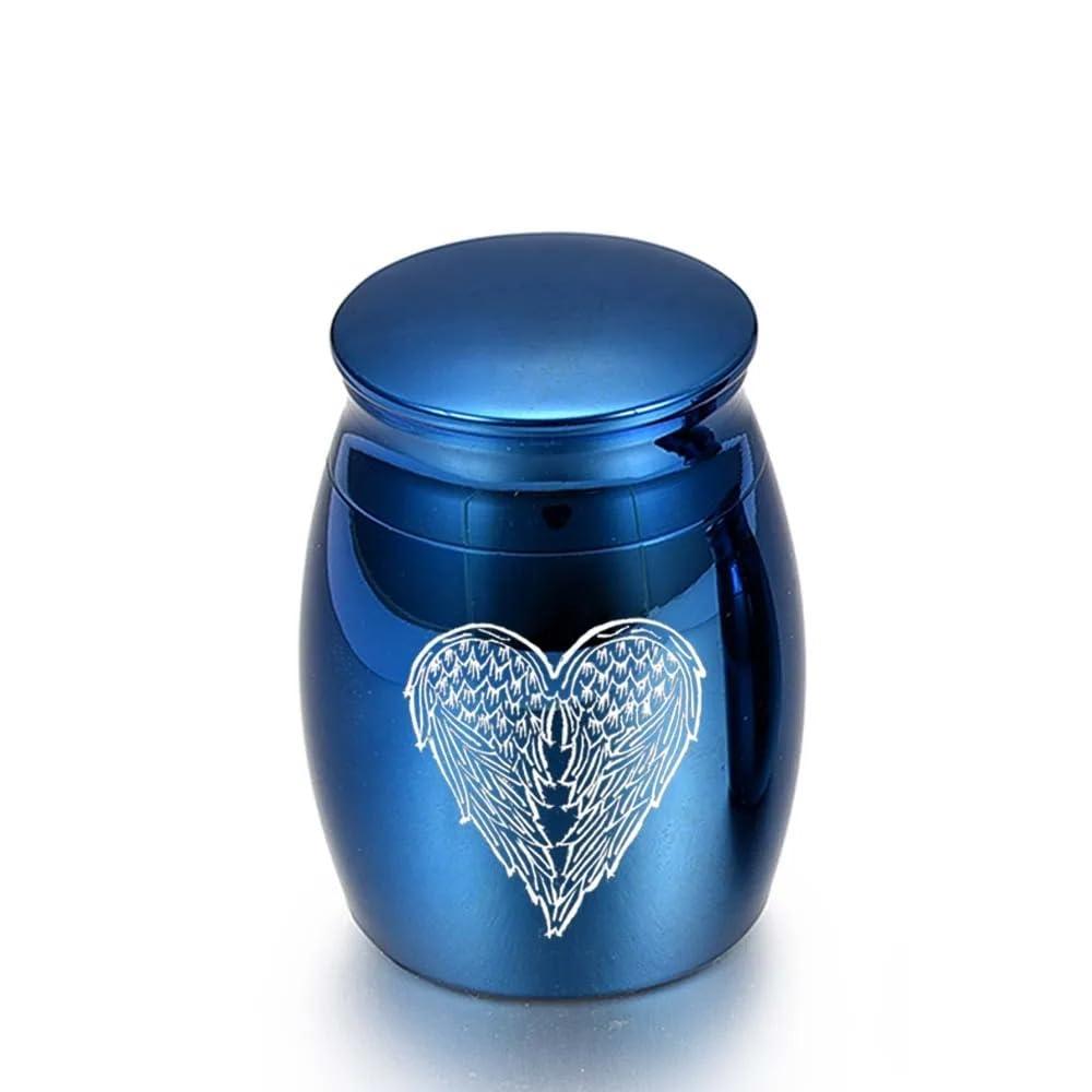 WEISUANSZ WEISUANSZ Coffee Urns Plant Vases Stainless Steel Angel Wings Charm Small Ashes Urn Screw Cap Seal Can Be Opened Ash Box 30x40mm,2