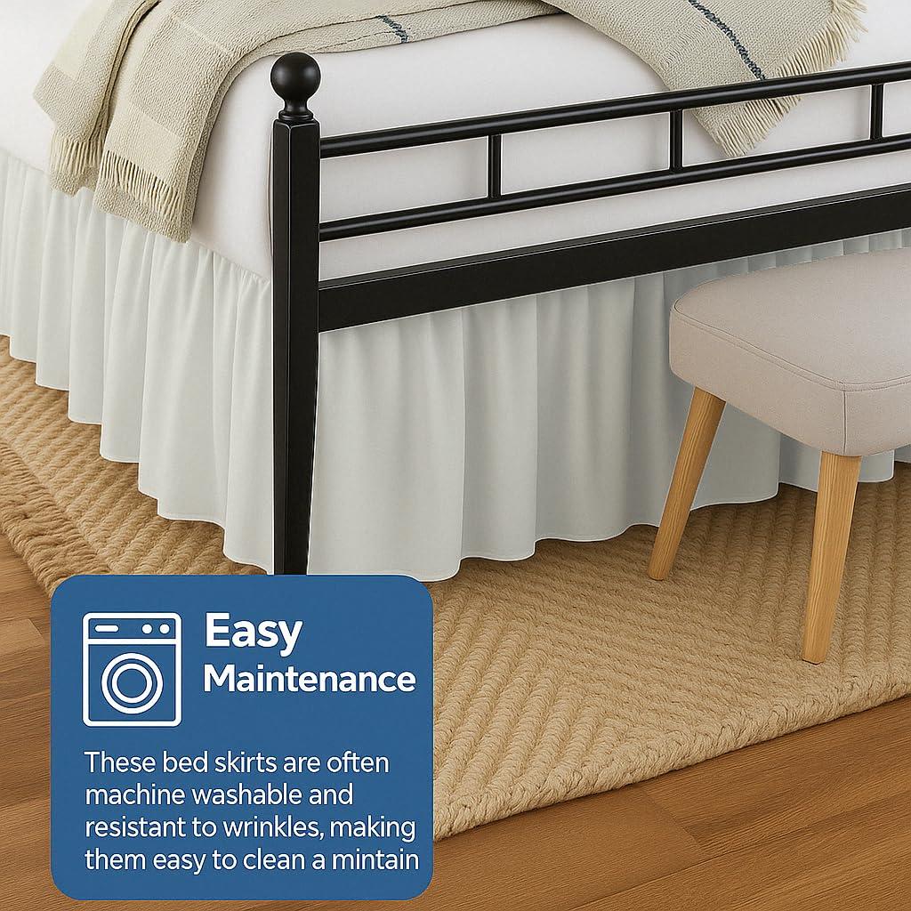 Exotic Linen Ruffled Bed Skirt Split Corners Ultrasoft Poly Cotton/Microfiber Upto 24\" Drop Expertise Tailored Fit Wrinkle Free Bed Skirt Dust Ruffle (Full XL-Ivory)(Available in All Bed Sizes and 10 Colors)