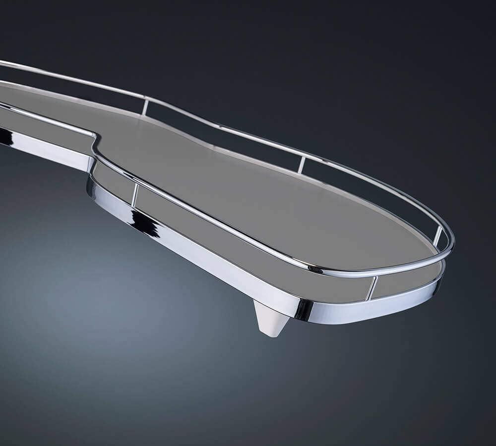 Kitchen Inventions Lemans II Set 2-Shelf Lazy Susan with Soft-Close for Blind Base Corner Cabinets, Chrome and Gray (574 sq. Model 40, Tray Size: 12", Swings Left)