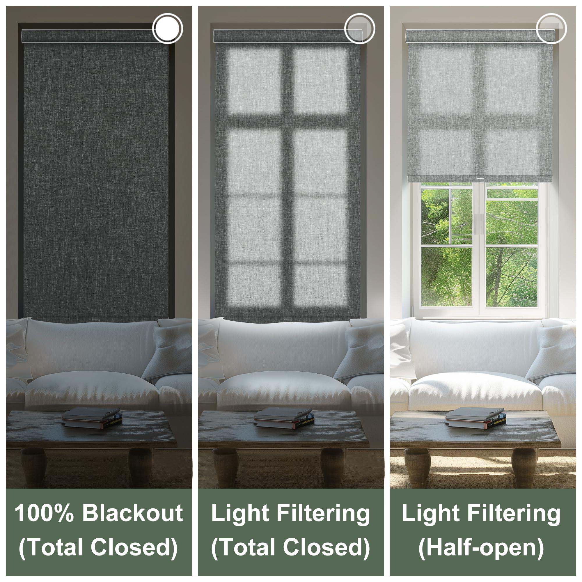 SEEUNANA SEEUNANA Light Filtering Roller Shades for Windows,Cordless Roller Blinds with Cassette Valance,Linen Roller Window Shades,Thermal Insulation Window Shades for Home Door Office. Grey. 81" W x 84" H