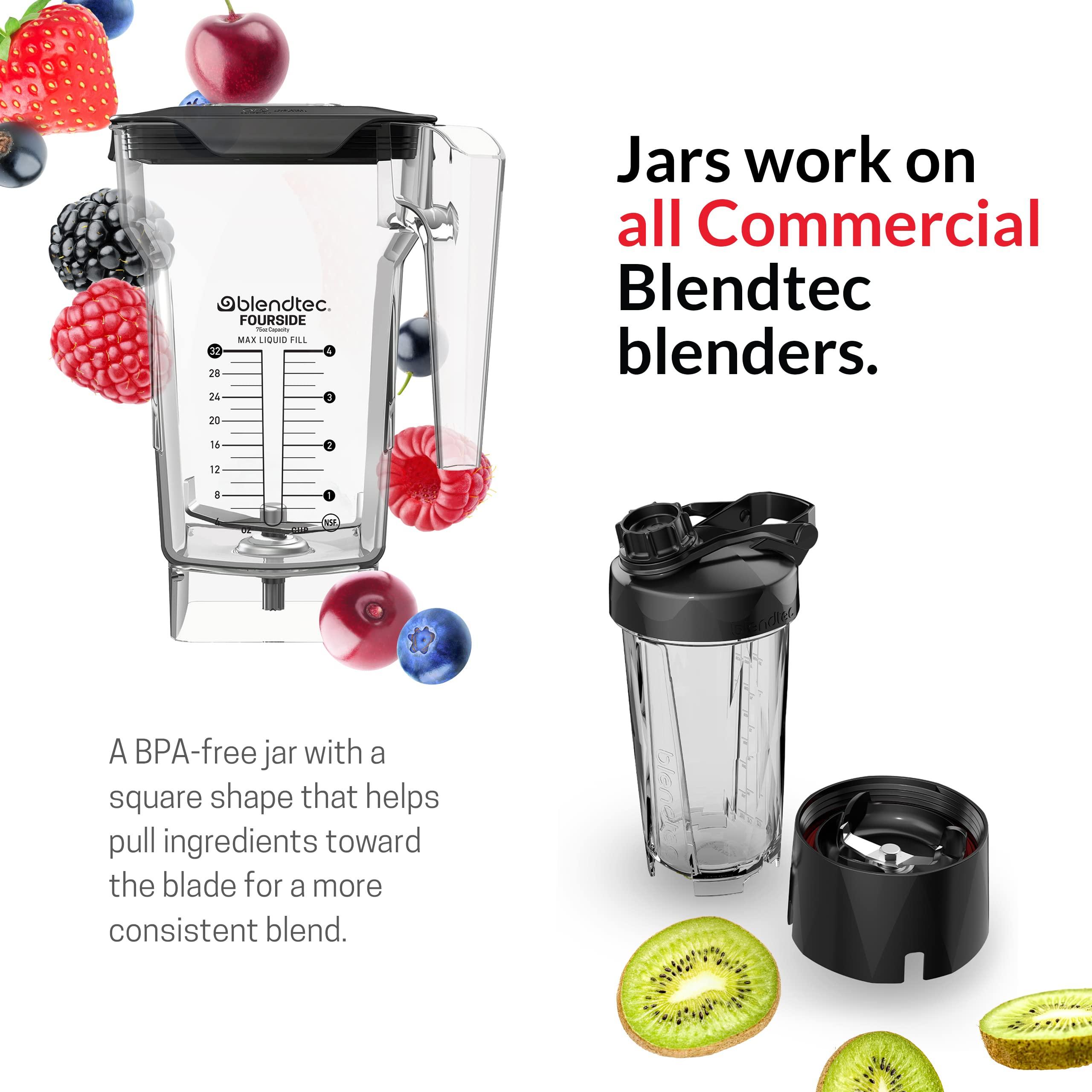 Blendtec Blendtec 75 oz FourSide Commercial Jar - Four-Sided Replacement Blender Jar - Compatible with Most Blendtec Blenders - 32 oz Blending Capacity - Clear