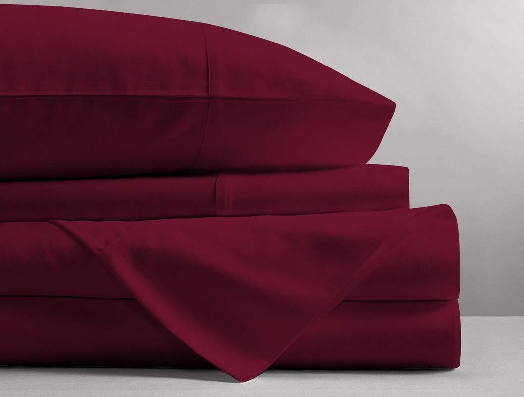 Sophia Cotton Club Split-King Adjustable King Bed Sheets Luxury Soft 1200-TC Egyptian Cotton 5-Piece Sheets Set with Fully Elastic Fitted Sheet Fits 10-12\" Deep Pocket (Solid, Burgundy)