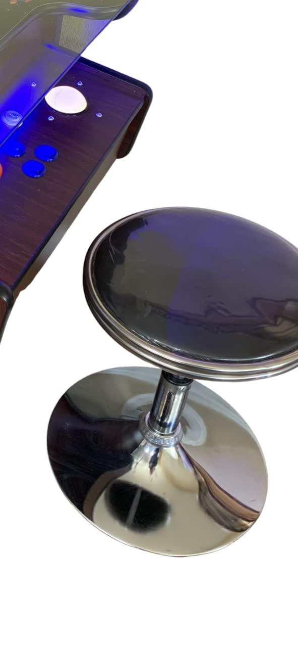 TOP US VIDEO ARCADES Top Us Arcades Set of 2 Swivel Bar Stools Easy Adjustable Height Leather Padded Cushion Work Home Bar Man Cave Arcade Room Garage Padding Black top Shiny Chrome