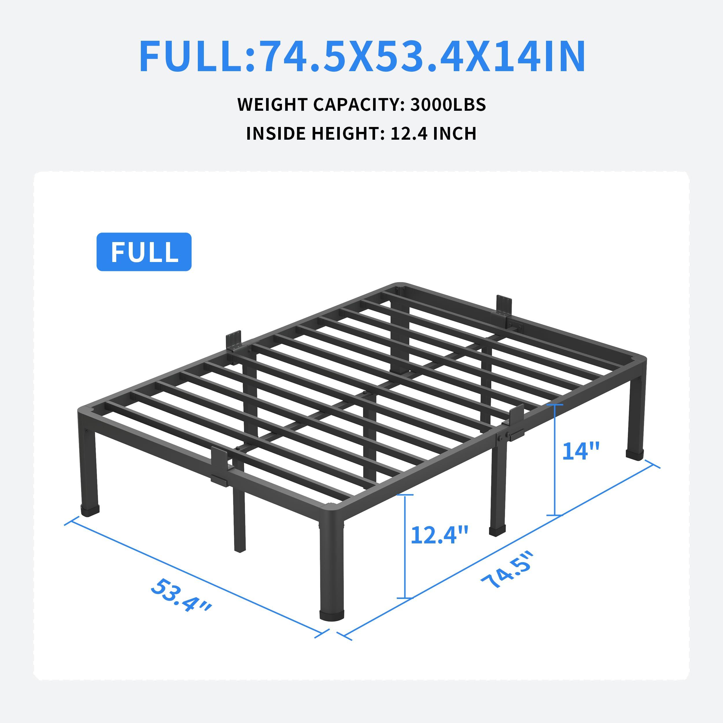 MAF MAF 14 Inch Full Size Metal Platform Bed Frame with Round Corner Legs, 3000 LBS Heavy Duty Steel Slats Support, Noise Free, No Box Spring Needed, Easy Assembly