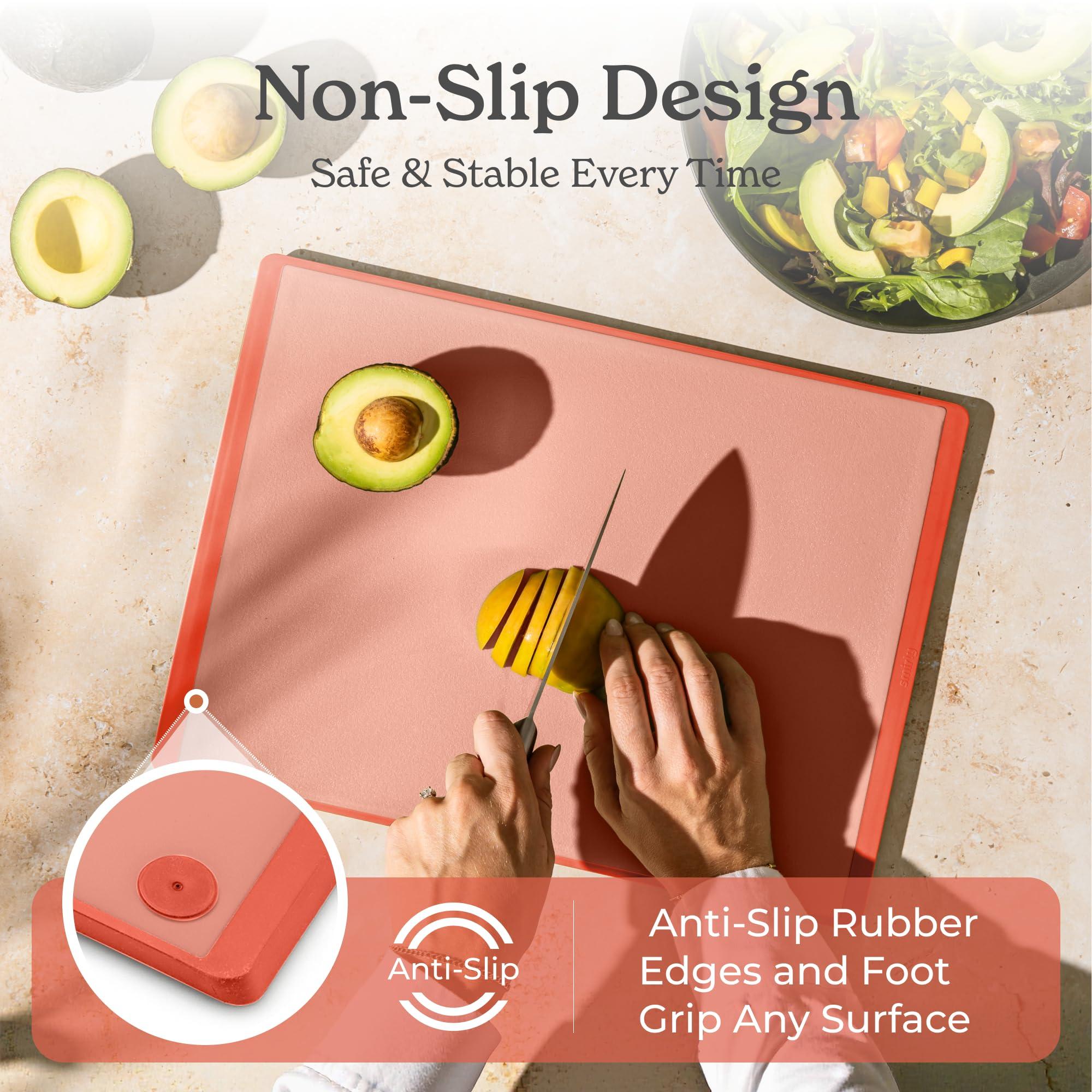SMIRLY SMIRLY Plastic Cutting Board Set With Holder, Dishwasher Safe Plastic Cutting Boards Set for Kitchen, Cutting Boards for Kitchen - Plastic Chopping Board Set