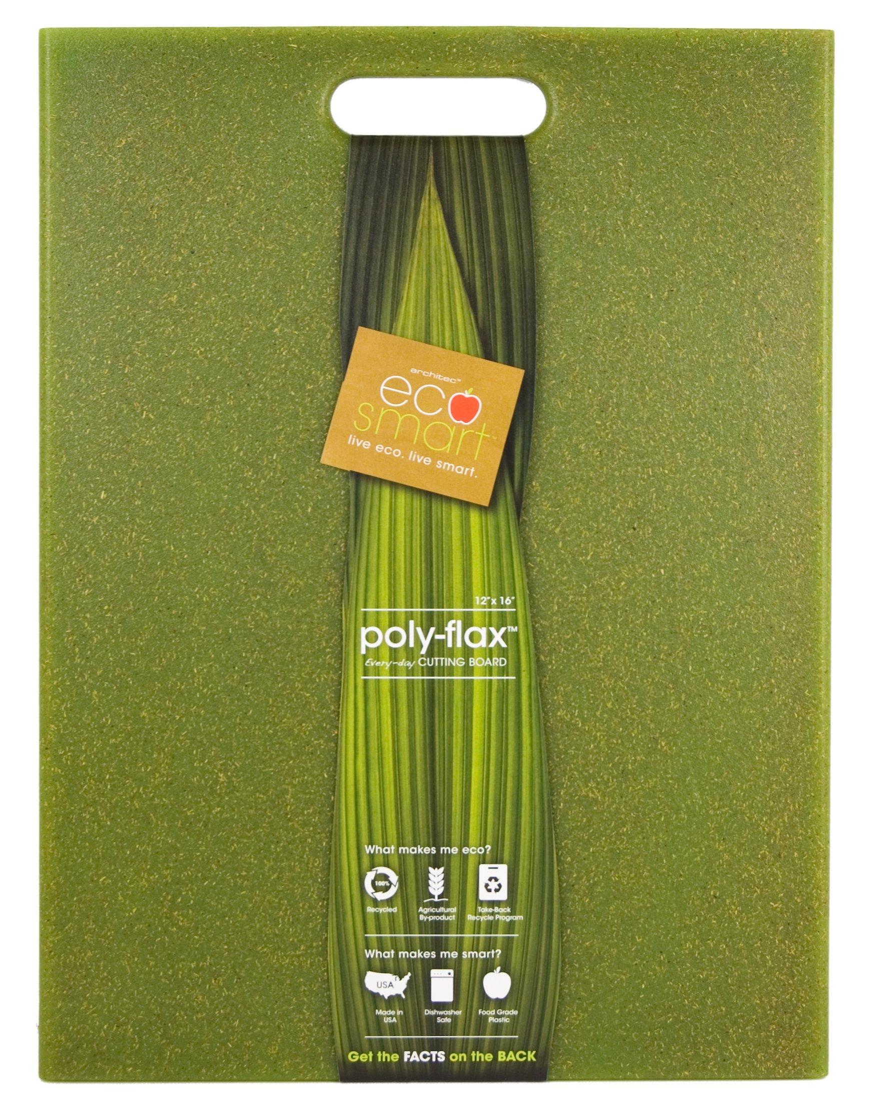 Architec Architec 6417190 EcoSmart Cutting Board, 12" by 16", Recycled Plastic and Flax Husk, Made in The USA, Green PolyFlax