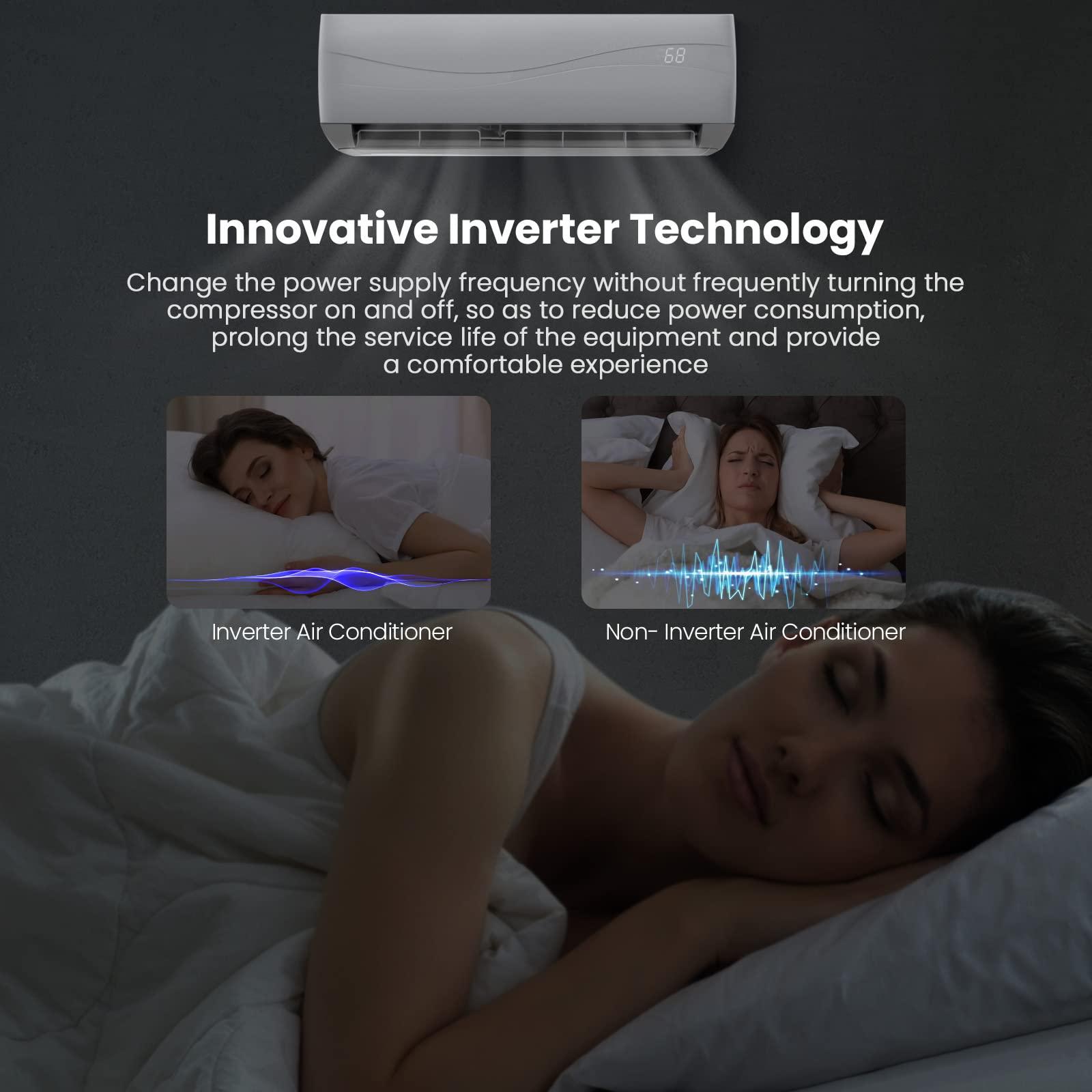 KOTEK KOTEK 9000 BTU Mini Split AC/Heating System, 17 SEER2 Inverter Ductless AC Unit, Cools Up to 450 Sq. Ft, Wall Mounted Air Conditioner with Heat Pump & Installation Kit (9000BTU, 208-230V, 17 SEER2)