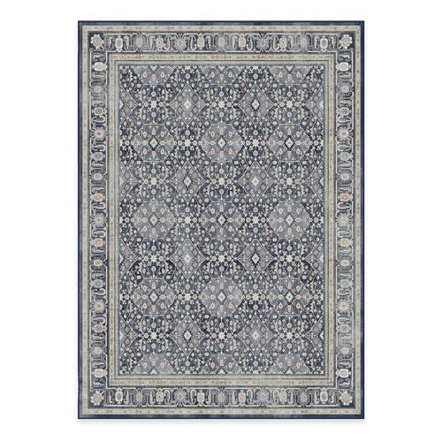 RUGGABLE Ruggable Washable 5x7 Area Rug, Alessia Dusk Blue, Premium Vintage Rugs for Living Room, Bedroom, Kitchen, Office, Classroom with Gripper Non Slip Pad