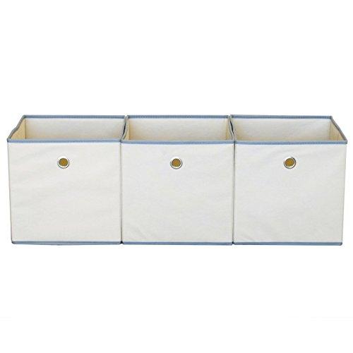 VidaNaticle VidaNaticle Large Storage Bins, Colonial Fabric Bin, Foldable Storage Boxes, Storage Baskets for Organizing, Shelves, Bedroom, Home, Office (11\"x11\"x11\", Beige, 3 Pack)