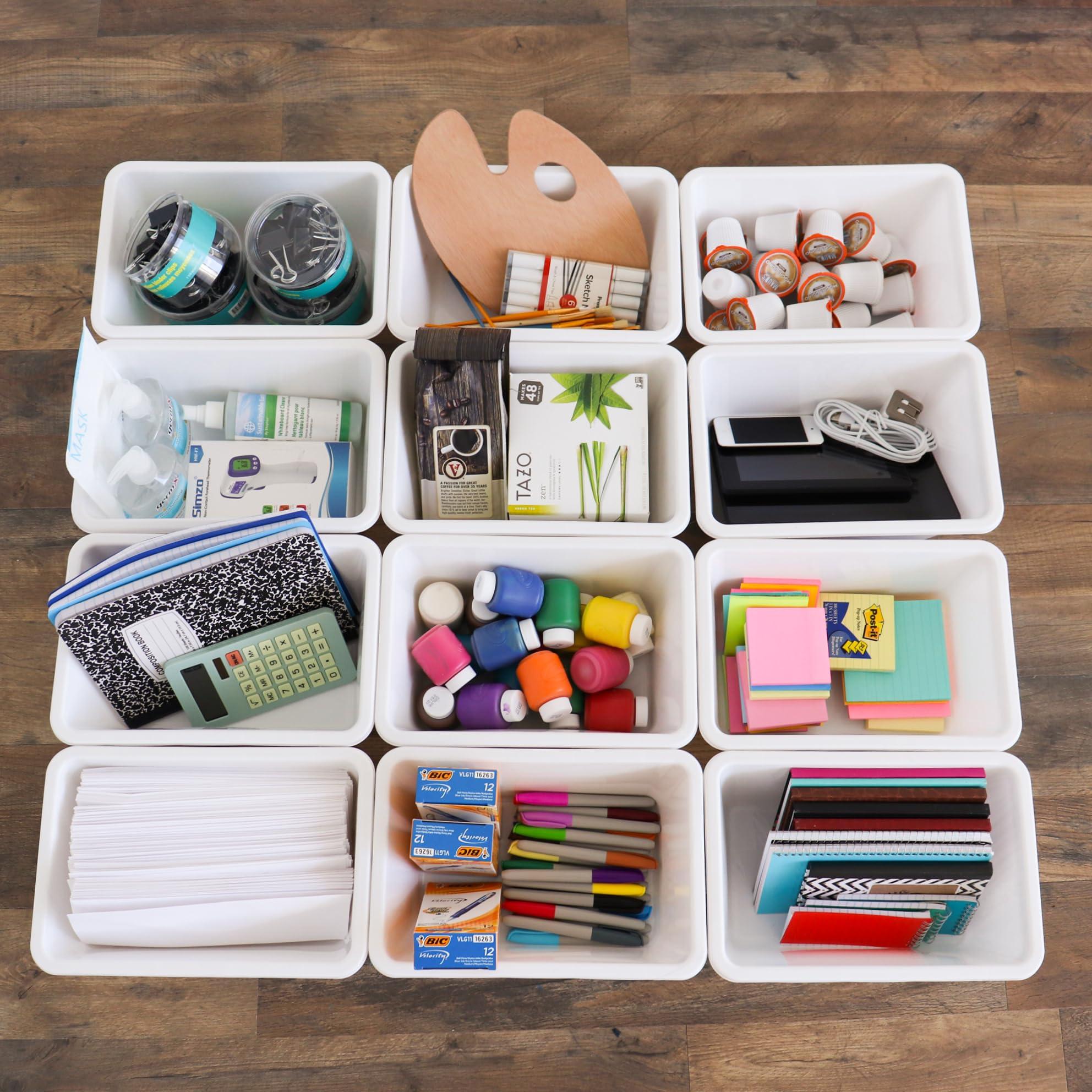 Humble Crew Humble Crew Toy Storage Bins for Kids, Set of 12, White, Small - Sturdy, Colorful Plastic Storage Bins for Classroom, Playroom, Nursery, and More - Premium Toddlers Toy Organizer Bins