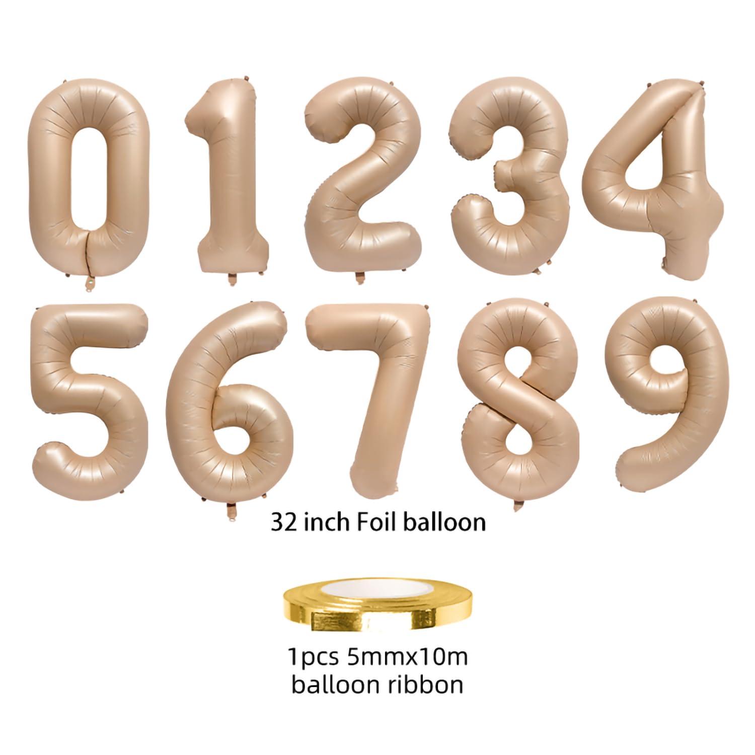 ISTOVO Number 17 Balloons 32 Inch Digital Balloon Alphabet 17th Birthday Balloons Digit 17 Helium Balloons Big Balloons for Birthday Party Supplies Wedding Bachelorette Bridal Shower, Caramel Number 17