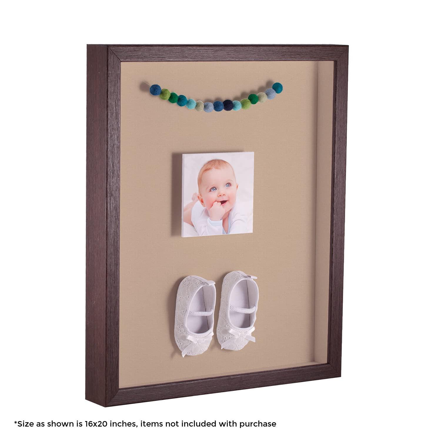 ArtToFrames ArtToFrames 12 x 18 Inch Shadow Box Picture Frame, with a Verlinga Brown 1'' Shadowbox Frame and Scotch Mist Mat