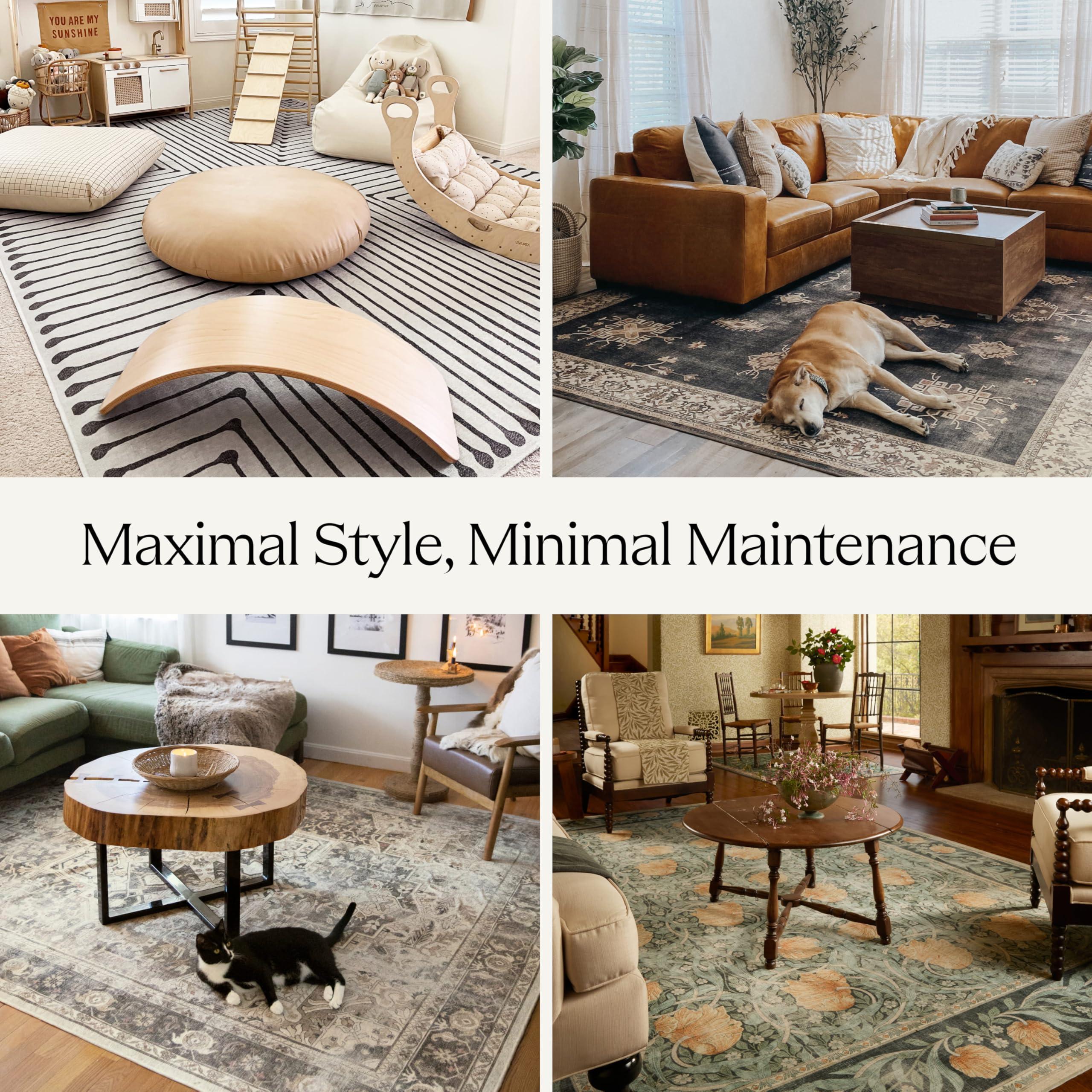 RUGGABLE RUGGABLE x Jonathan Adler Washable 6x9 Area Rug, Tiger Emerald, Premium Modern Rugs for Living Room, Bedroom, Kitchen, Office, Classroom with Gripper Non Slip Pad