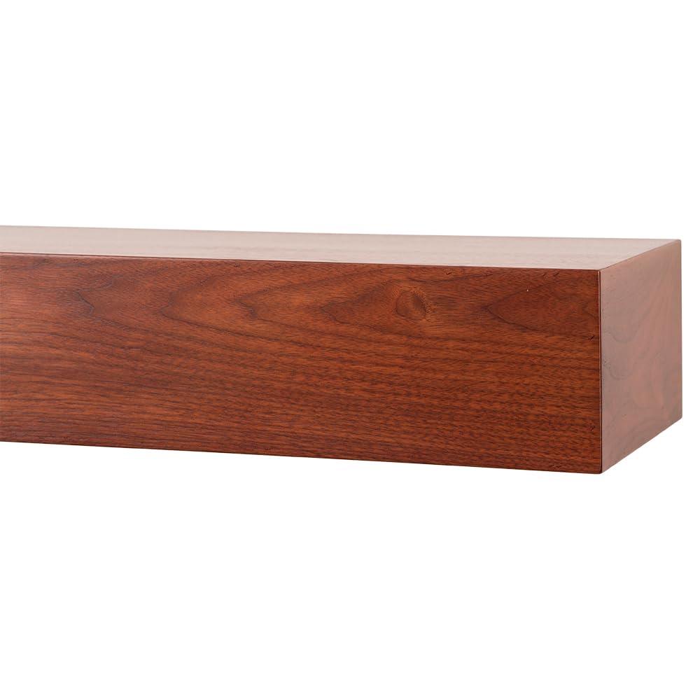 Modern Ember Modern Ember Walnut Creek 60 Inch Fireplace Mantel Shelf in Burnt Sienna - Durable 9\" Depth, Wall-Mounted Shelf with Smooth Finish and Close-Grain Details, Real Walnut Wood