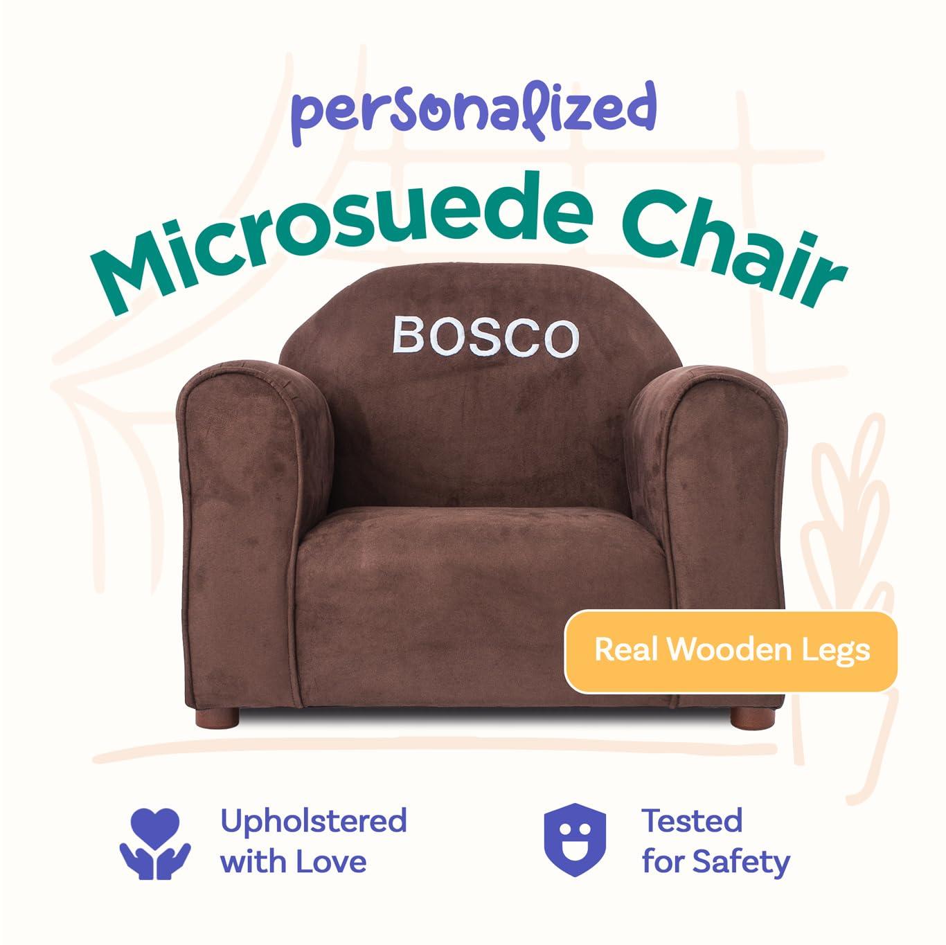 Keet Keet Personalized Toddler Chair, Customize with Name, Personalized Kids Chair, Embroidered with Name, Kids Armchair Personalized, Easy to Coordinate, Ages 2-5 Years, Kid Sofa Chair, Microsuede Brown
