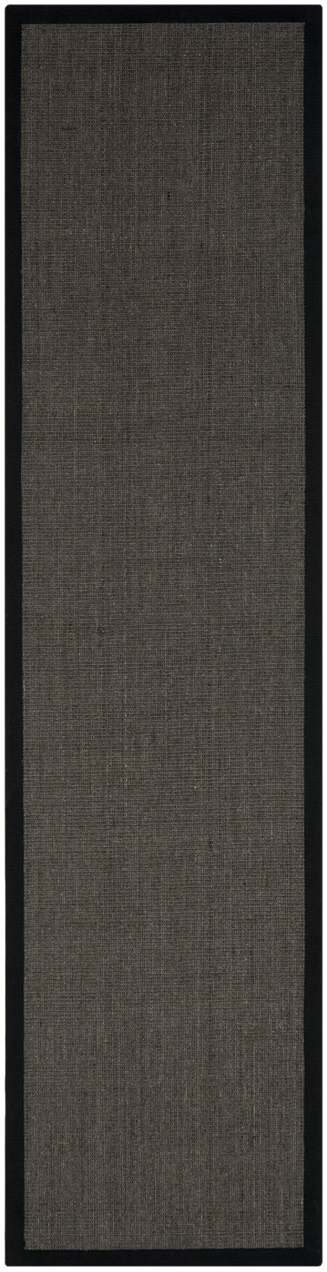 Safavieh SAFAVIEH Natural Fiber Collection Runner Rug - 2\'6\" x 14\', Charcoal & Charcoal, Border Sisal Design, Easy Care, Ideal for High Traffic Areas in Living Room, Bedroom (NF441D)