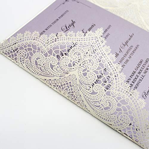 Picky Bride Picky Bride 25-Pack Lavender Purple Wedding Invitations with Ribbon Bow and Envelopes, 5x7 Invite Cards for Wedding/Bridal Shower/Birthday Party, 125 x 185mm (Purple)