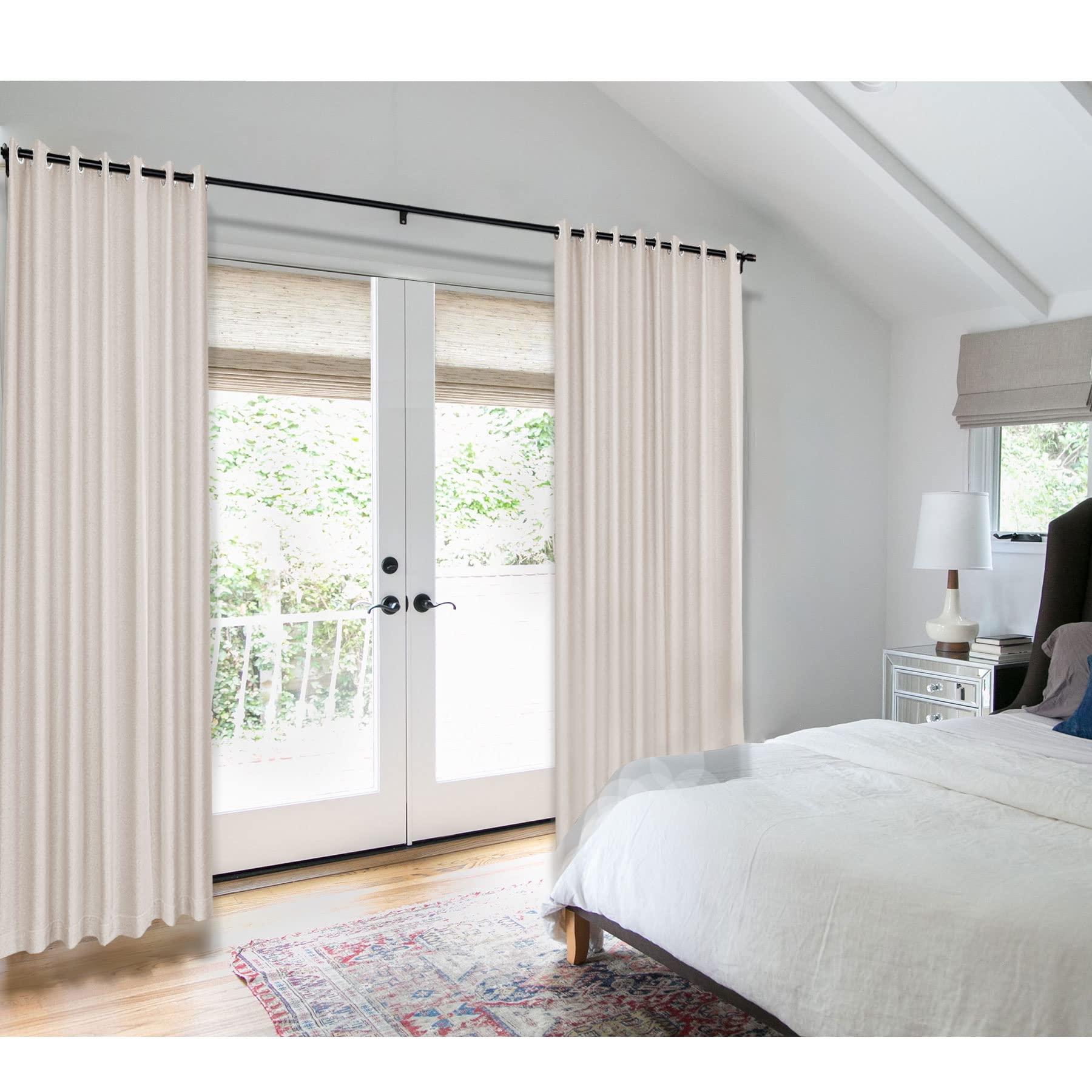 Fcosie Fcoise Extra Wide Blackout Curtains, Heavy Linen Texture Drapes, Thermal Insulated & Energy Saving Window Curtains, Blocking Out 90% Sunlight Draperies Drapery, 1 Panel, 120" W x 84" L, Ivory White