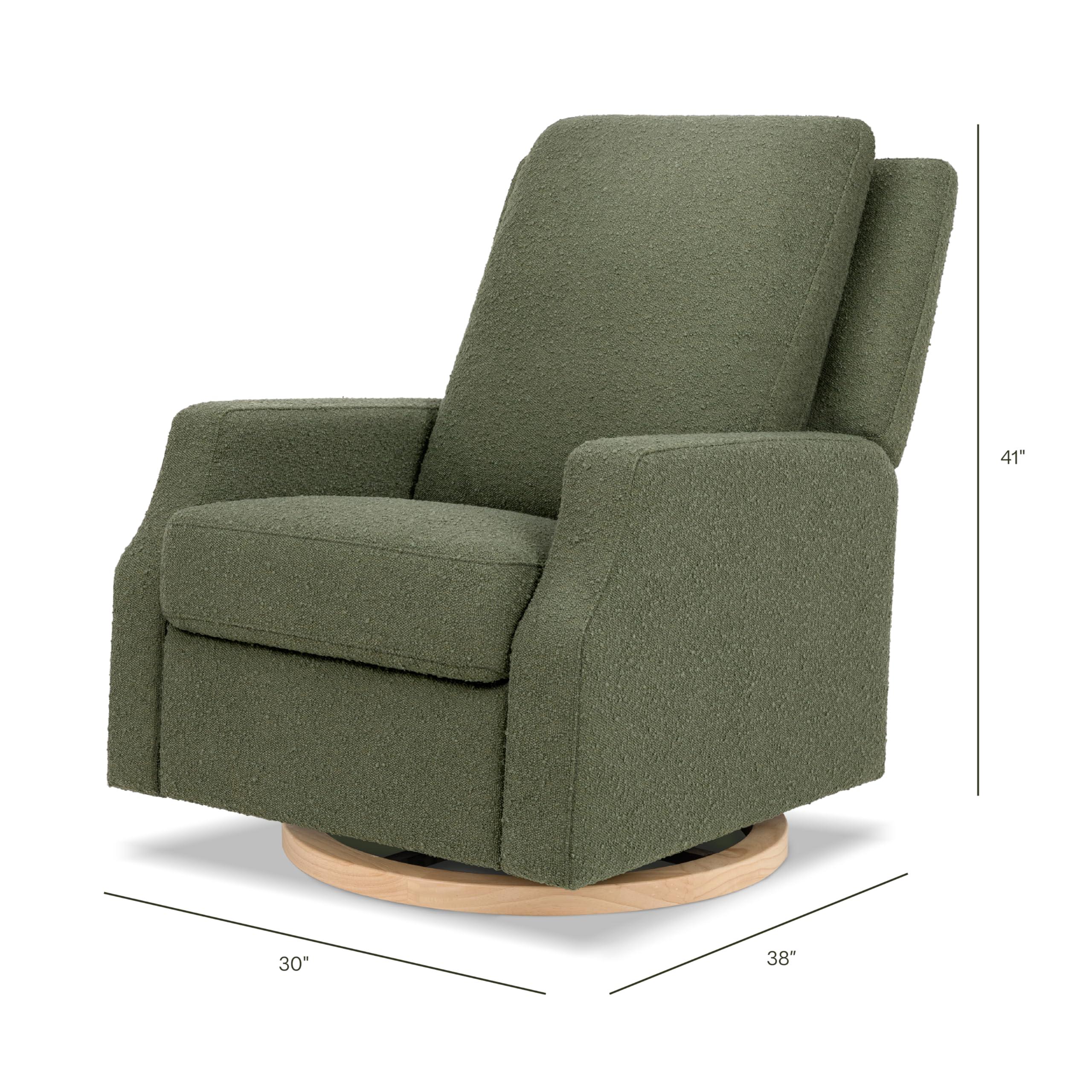 NAMESAKE Namesake Crewe Glider Recliner Nursery Chair - GREENGUARD Gold & Certi-PUR US Certified, Ultra Cozy 360 Swivel Rocker Recliner, Versatile Glider Rocking Chair for Nursery & Living Room - Olive Boucle