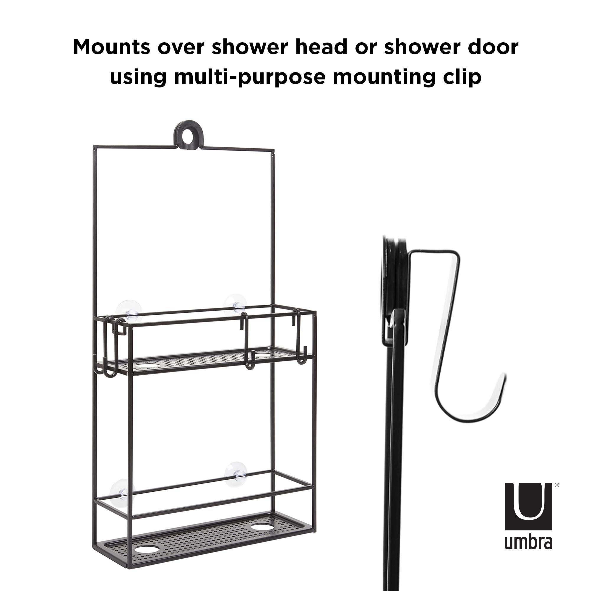 Umbra Umbra 023461-040 Cubiko Shower Caddy, Black Metal Shower Caddy Over the Shower Head