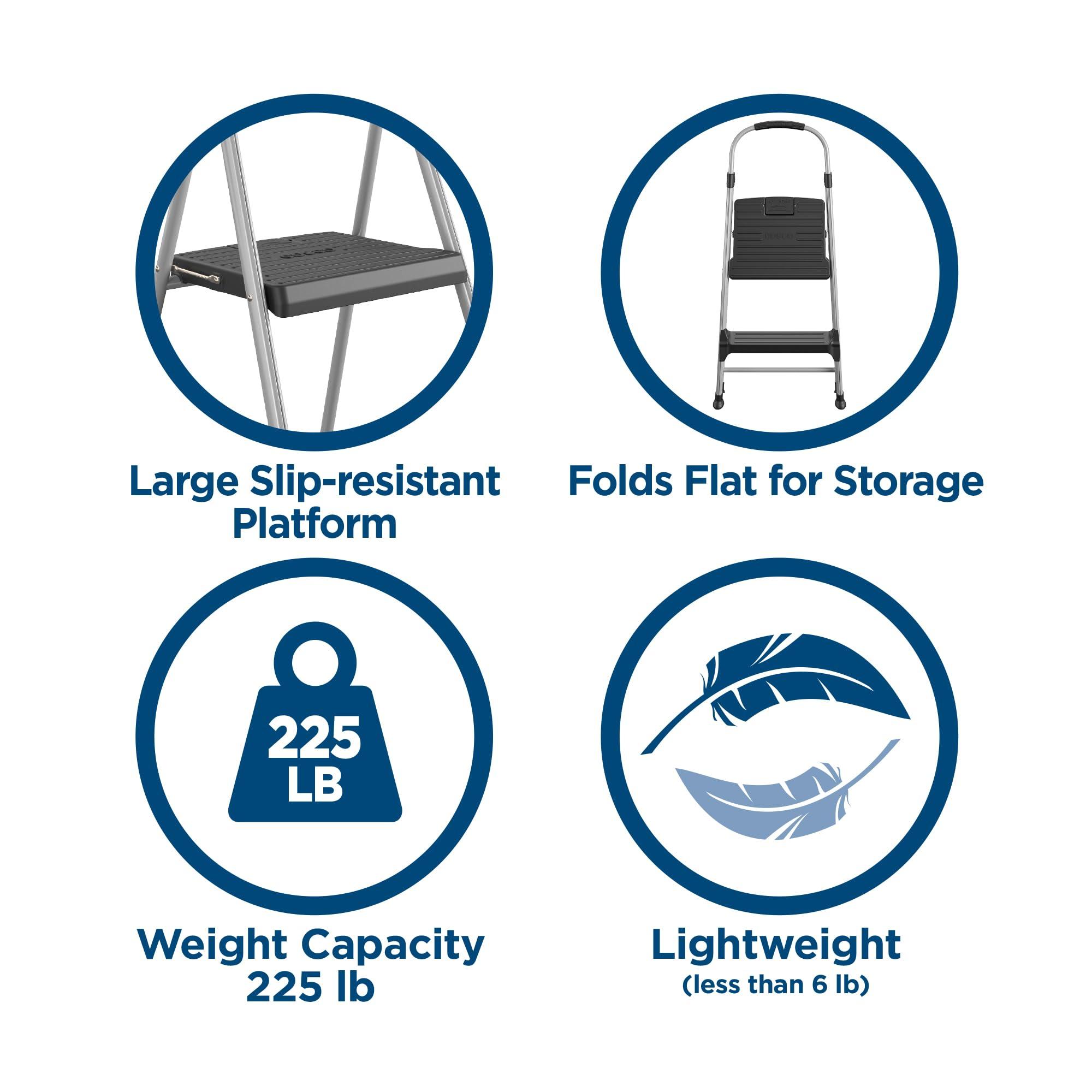 CoscoProducts Cosco 11311ABL1E 2-Step Stool, Platinum/Black