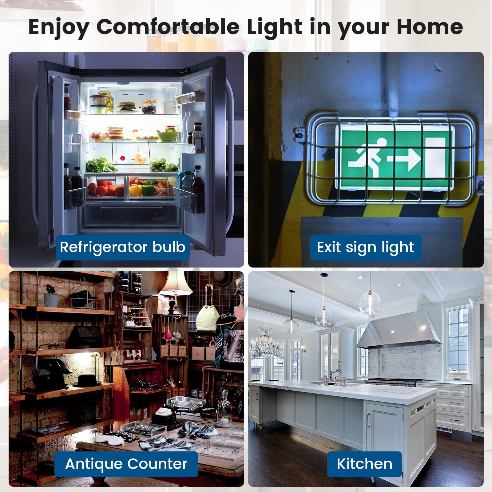 Luxvista Luxvista Dimmable T6.5 E17 LED Appliance Bulb - 4W LED T6.5 Exit Sign Clear Light Intermediate Base for Refrigerator Freezer Daylight 6000K (2-Pack)
