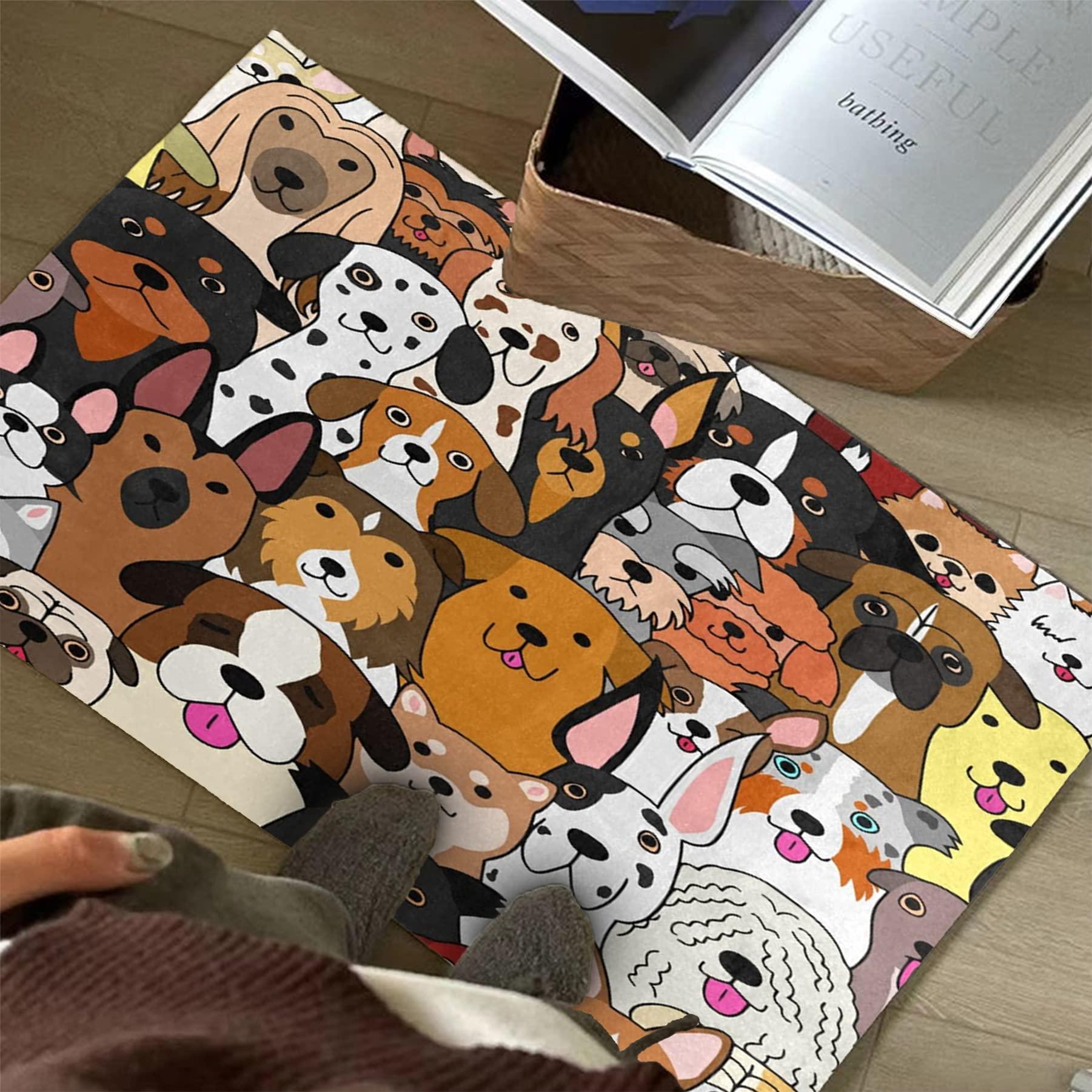 Oueoty Oueoty Cute Puppy Pug Bulldog Area Rug Rugs for Living Room Bedroom 8x10ft